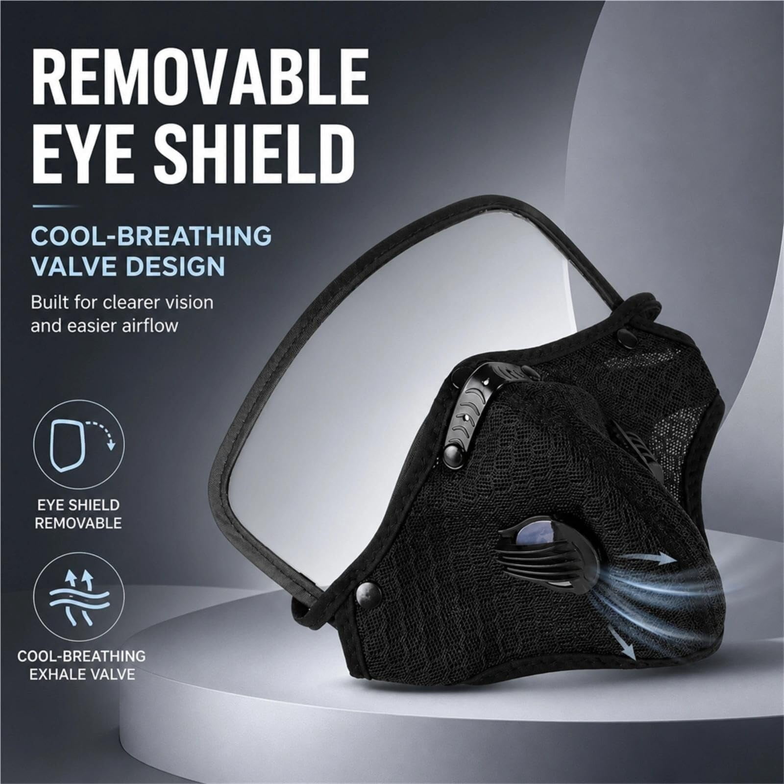 BDLHX Reusable Dust Mask with Adjustable Anti-Fog Goggles and 10 Carbon Filters (Black, One Size) dog1t