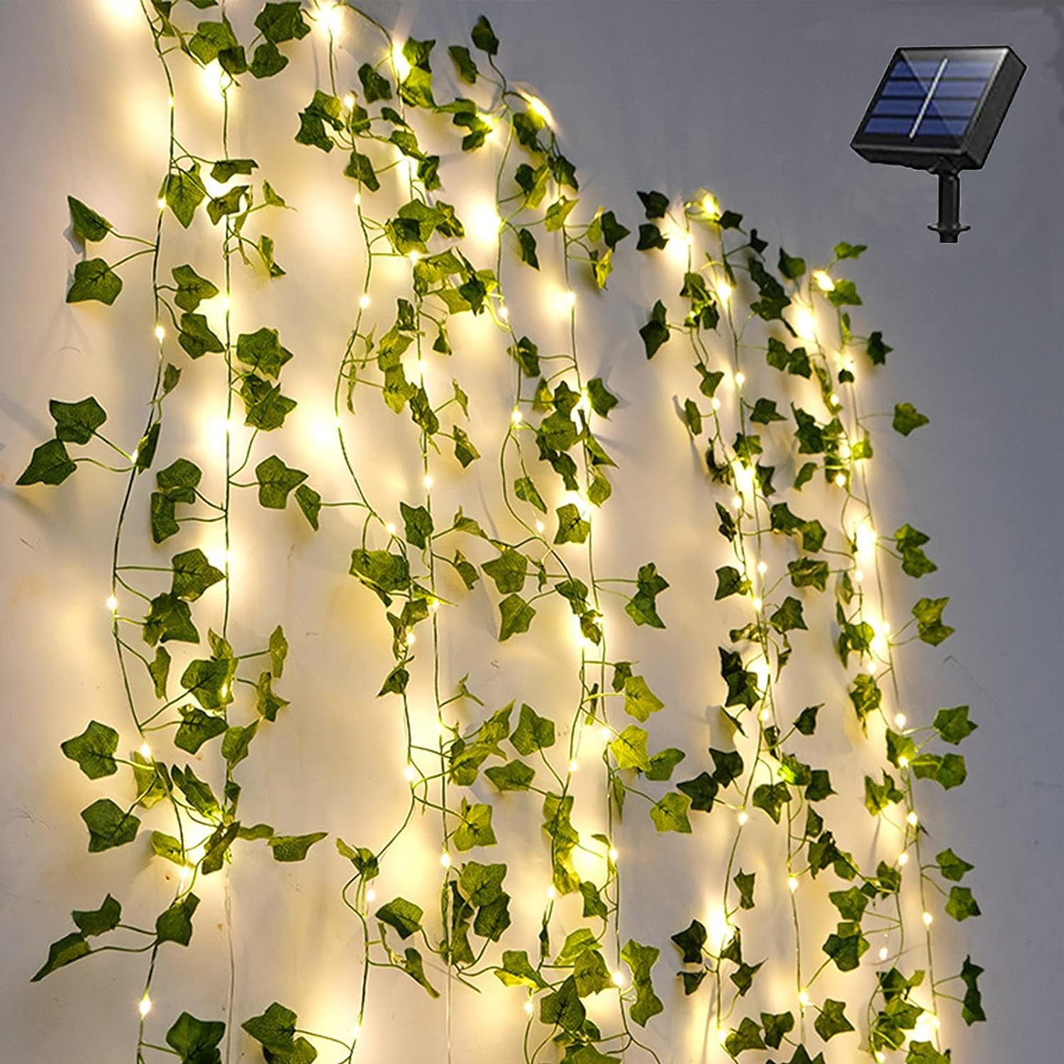 Bincy Solar Ivy String Lights Outdoor Artificial Maple Leaf Vine Garland (50 LED, 16 ft) 8n9hx