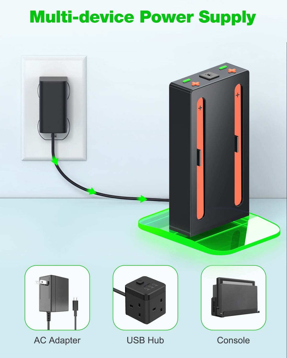 QQV Switch 2 Controller Charging Dock, 4-in-1 Fast Charger Station for Joy-Con Controllers (Black) t5qsy