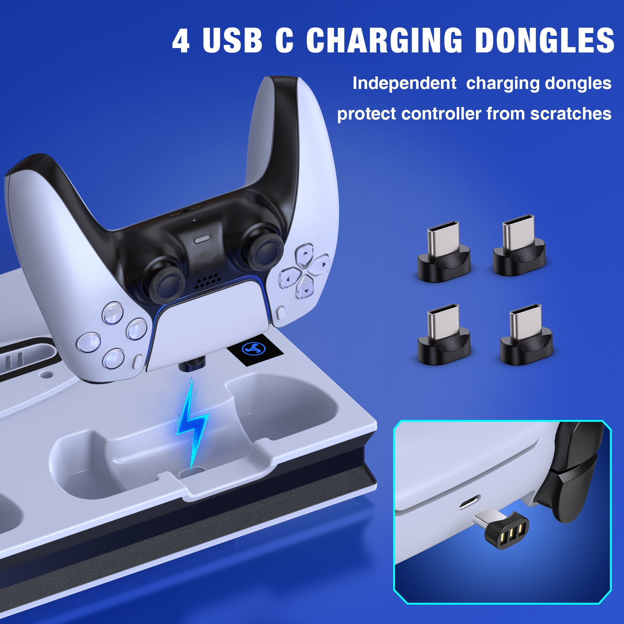 Beboncool PS5 Cooling Stand with Dual Controller Charger Station (White, 1 Pack) v0ex2