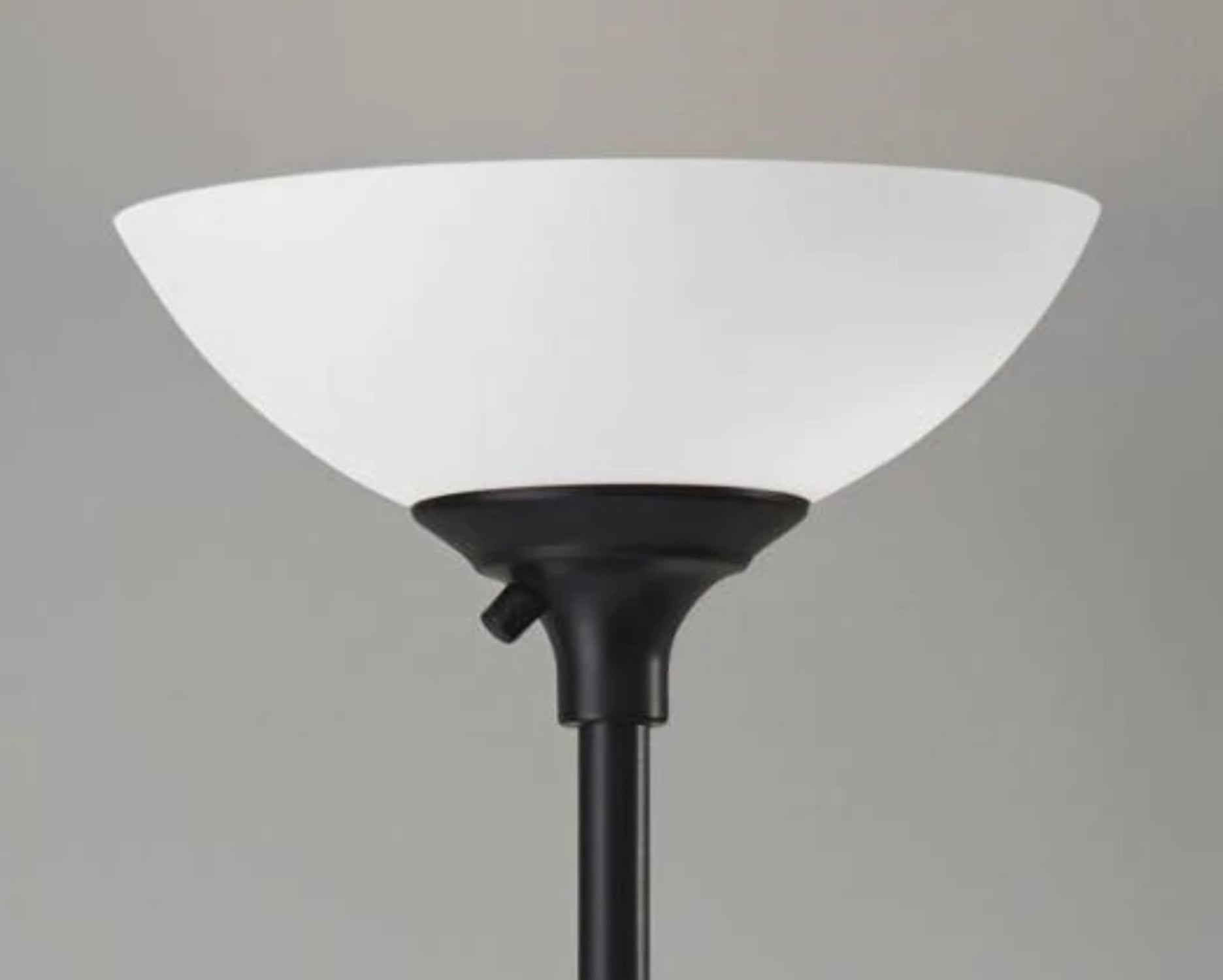 HomeRoots Torchiere Floor Lamp, Tailored Satin Steel Metal Finish with White Shade (71 in Height) 7zxfg