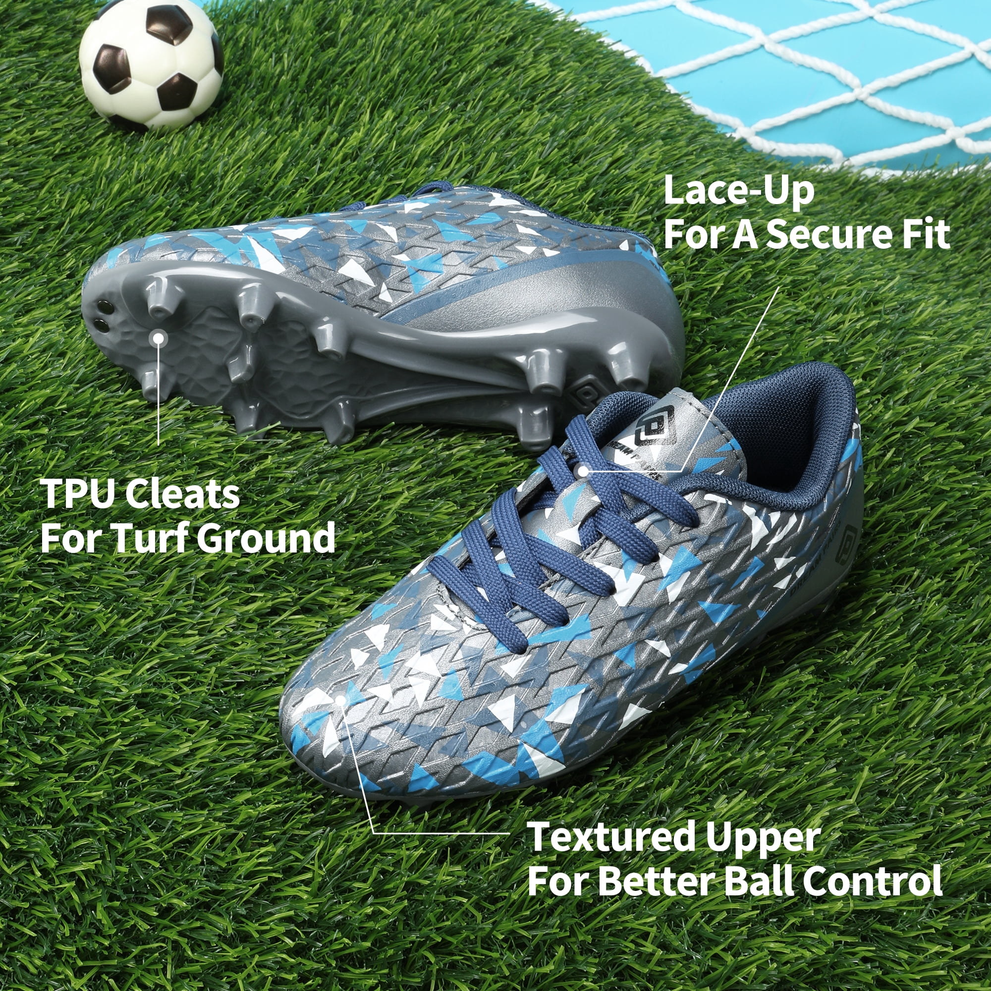 Dream Pairs Kids Soccer Cleats Lightweight Football Shoes (Blue, 13 Little Kid) 4o7wv