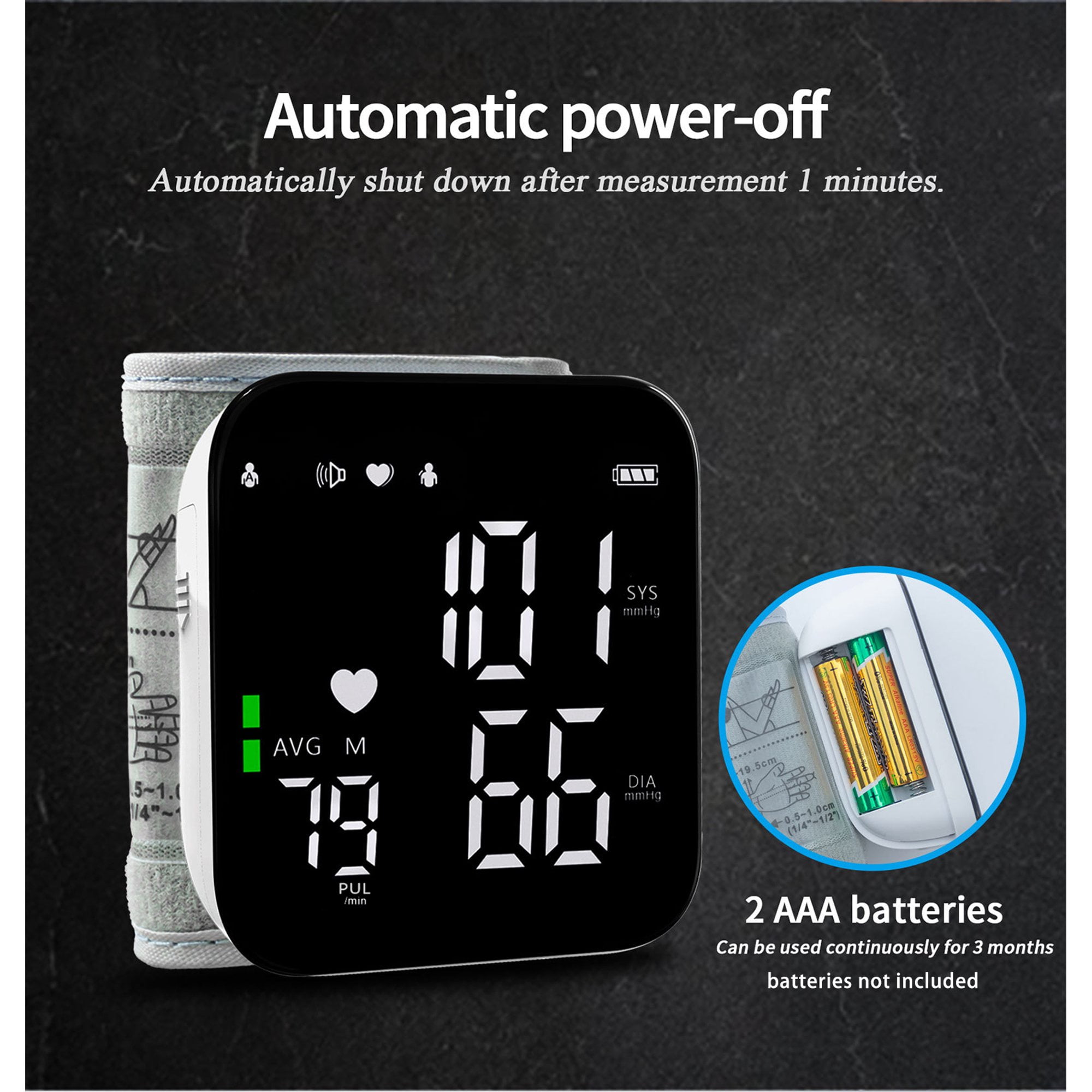 Moonsun Automatic Wrist Blood Pressure Monitor, Digital Heart Rate Monitor with Large LCD Display and Voice Broadcast (Adjustable Cuff, 0.5 lb) o7p0b