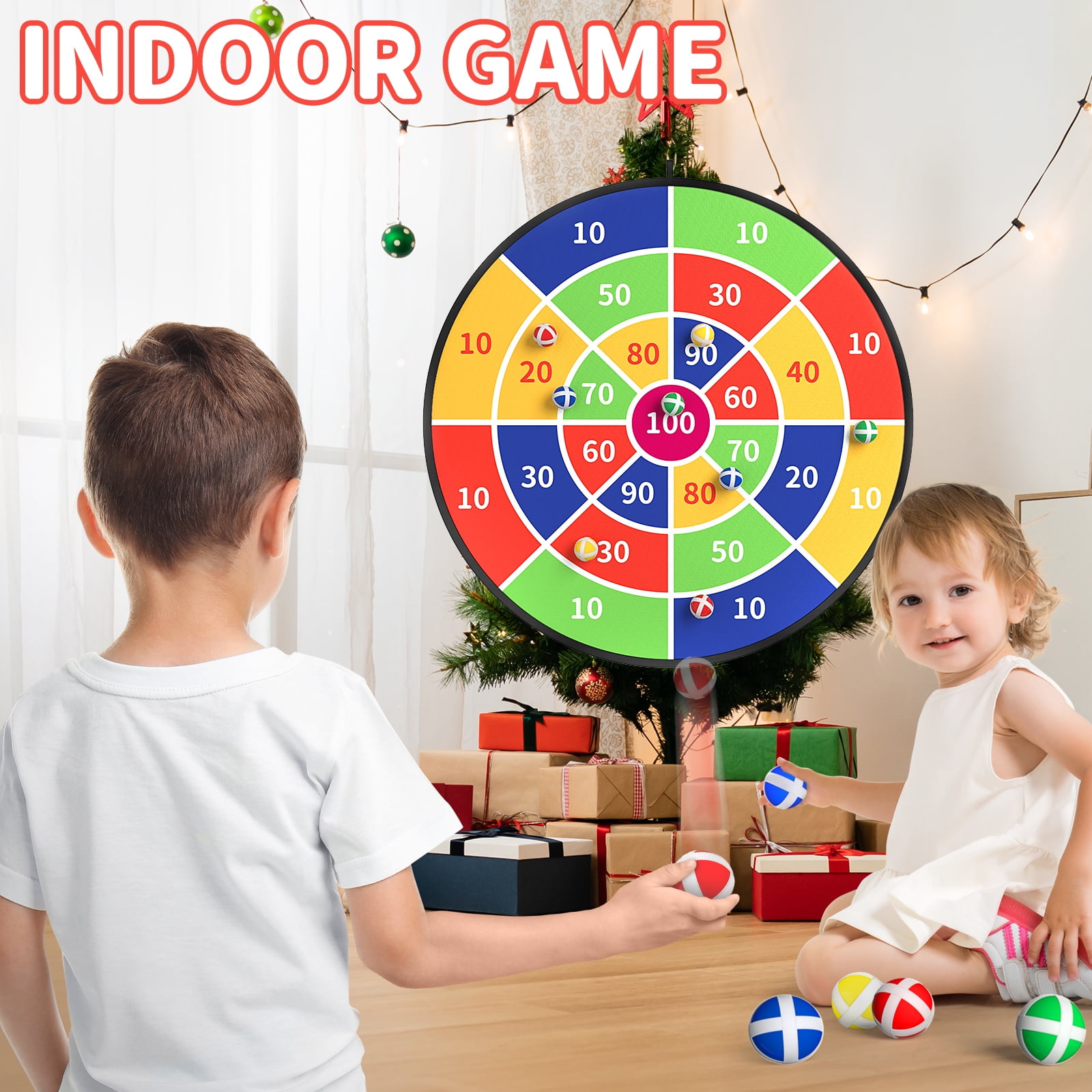 ConeWhale Large Dart Board Game Set with 20 Sticky Velcro Balls (29 in) t9fl0
