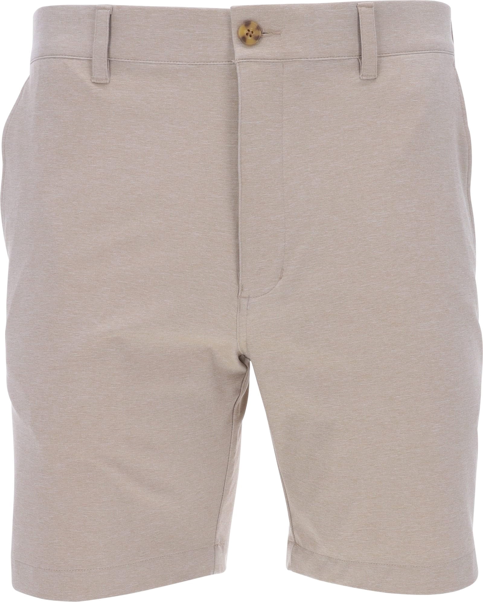 Ben Hogan Men Performance Heather Flat Front Shorts (Khaki Heather, 36 in) cy2g0