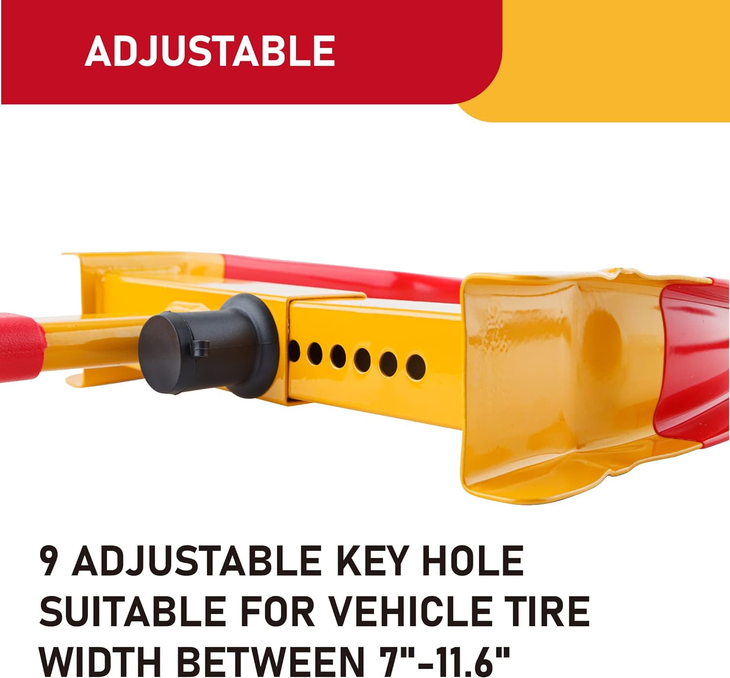 FATFOX Heavy Duty Wheel Clamp Lock, Universal Anti-Theft Security Tire Clamp for Trailers and SUVs (Yellow, 7-11 in Width) c5k9l