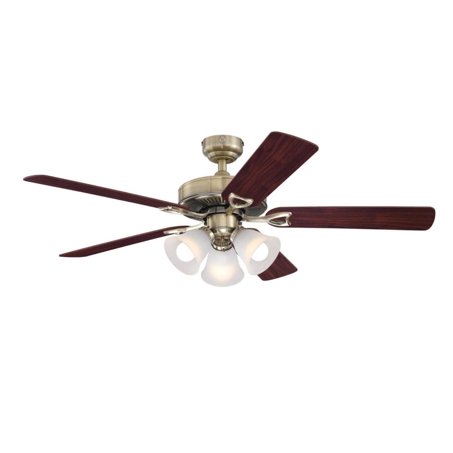 Westinghouse 52 in. Antique Brass LED Indoor Ceiling Fan with Reversible Blades (Brown, 52 in.) mkqbg