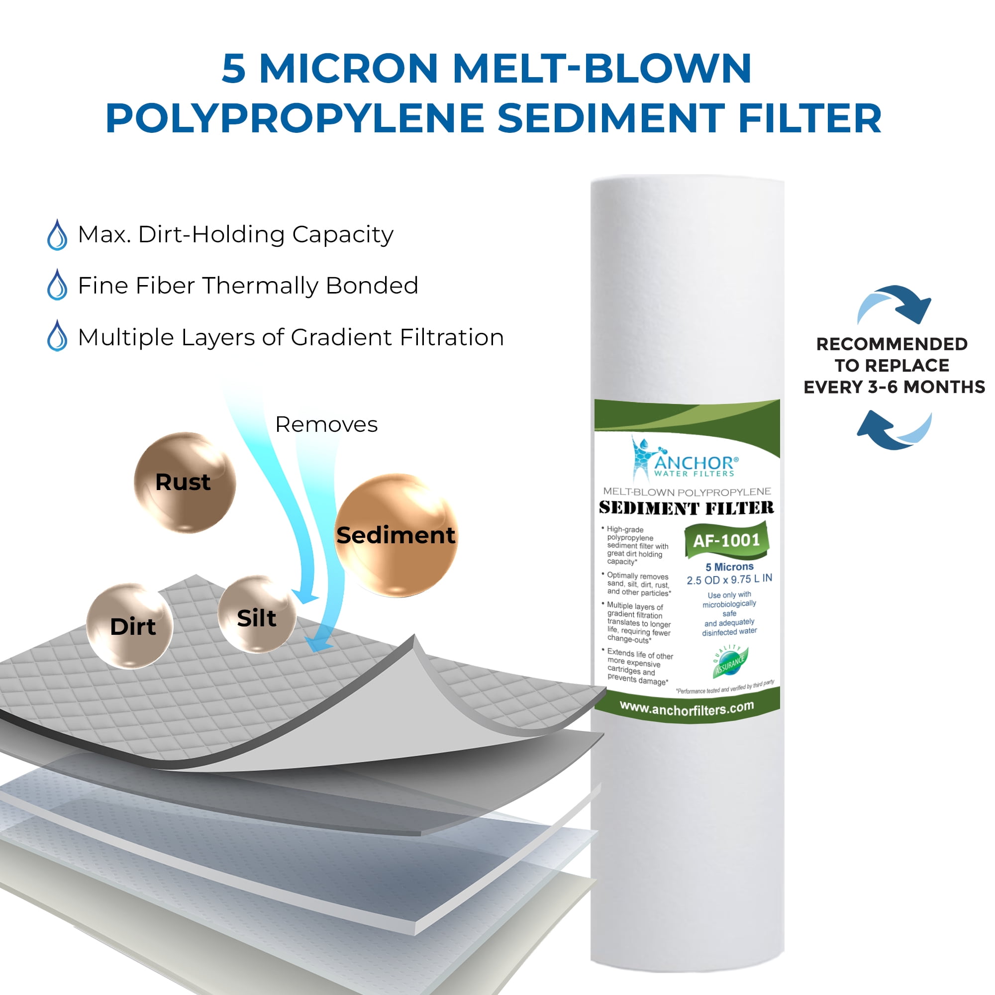 Anchor Water Filters 3-Stage Under Counter Water Filtration System (Chrome, 1 Pack) 8mftg