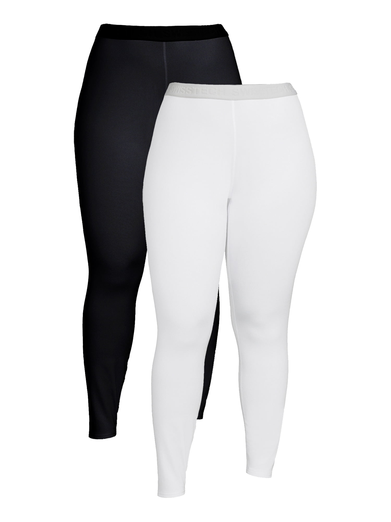 Swiss Tech Women's Moisture-Wicking Base Layer Leggings (White, 2-Pack) oikcg