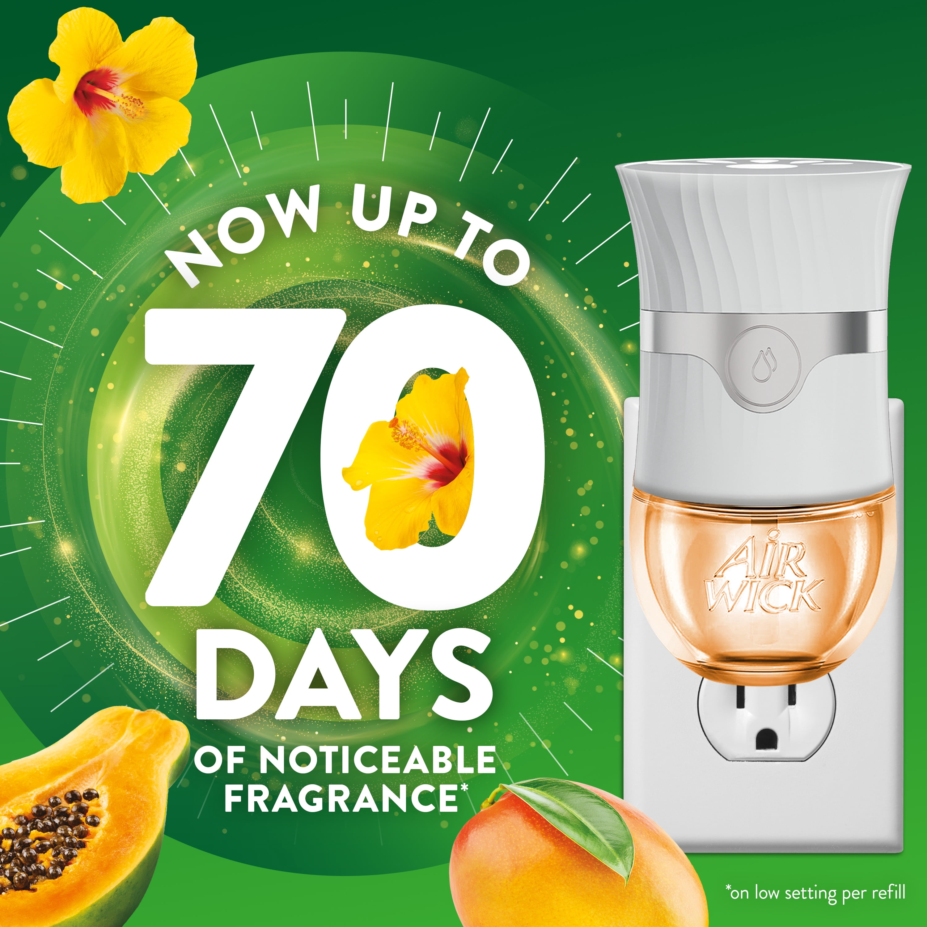 Air Wick Plug-In Scented Oil Air Freshener Refills, Hawaii Exotic Papaya and Hibiscus Flower (6 Count) ly1bs