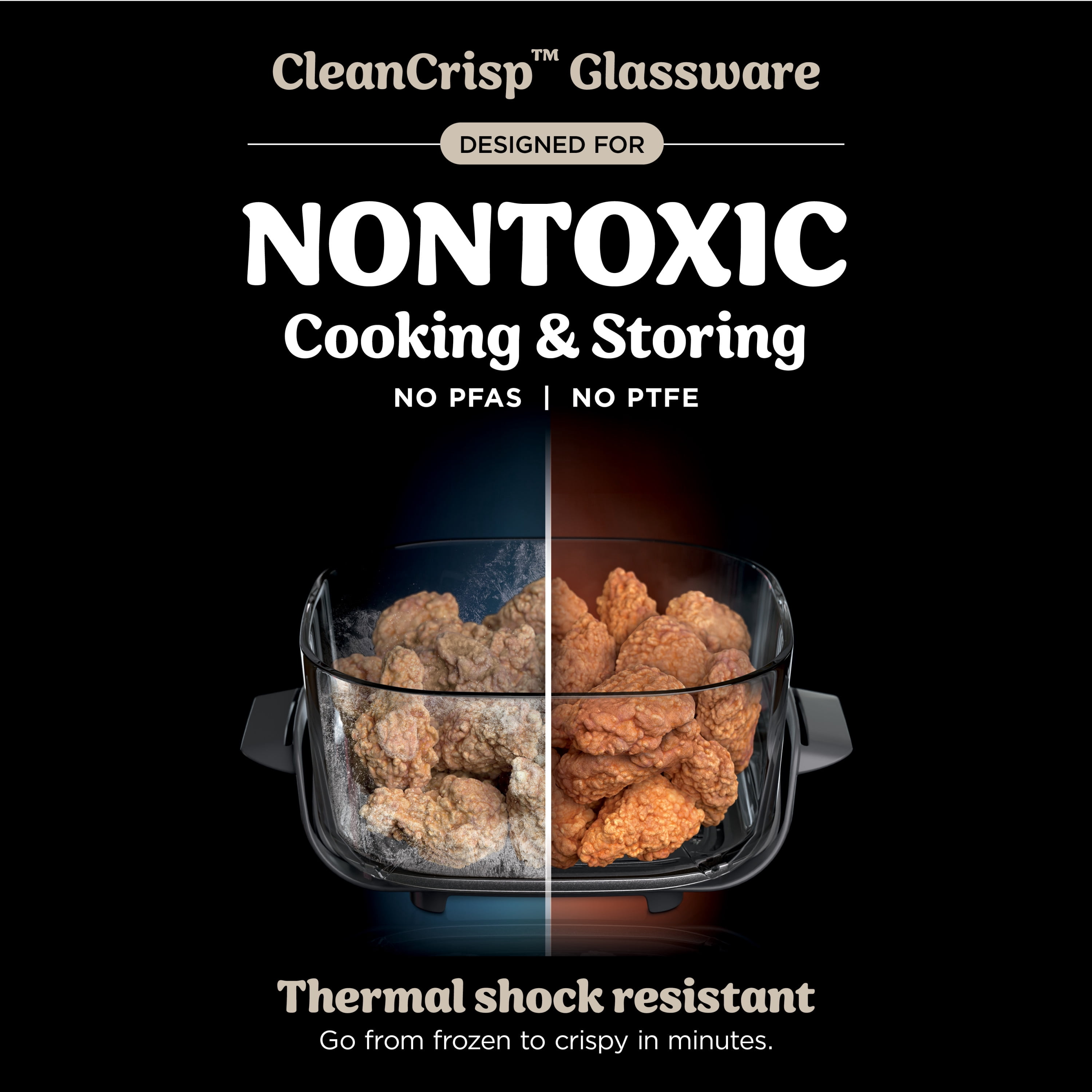 Ninja Crispi Glass Air Fryer 3-in-1 Portable Countertop Oven (White, 4 qt) iggs7