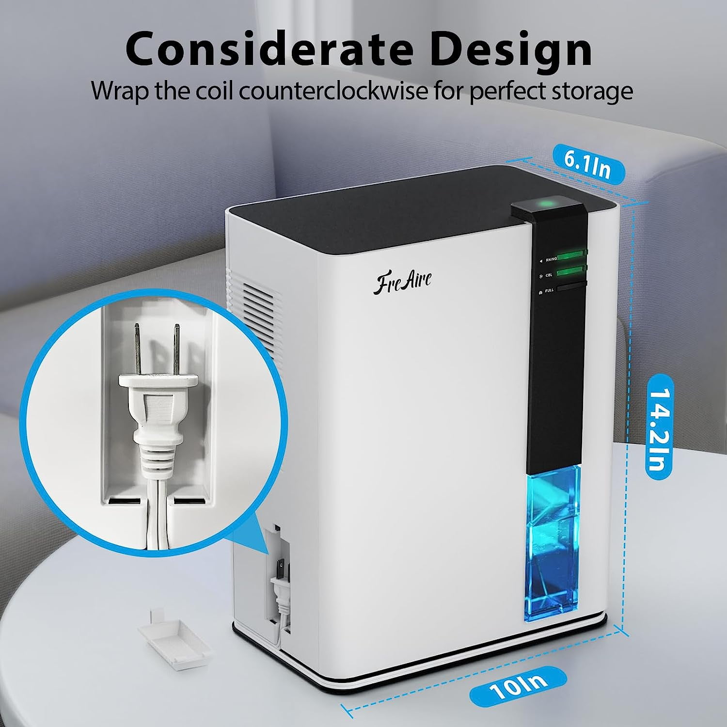 Aeitto Electric Dehumidifier for Home, Quiet Moisture Removal for Basements and Bedrooms (White, 2 Pints) 9ksr2