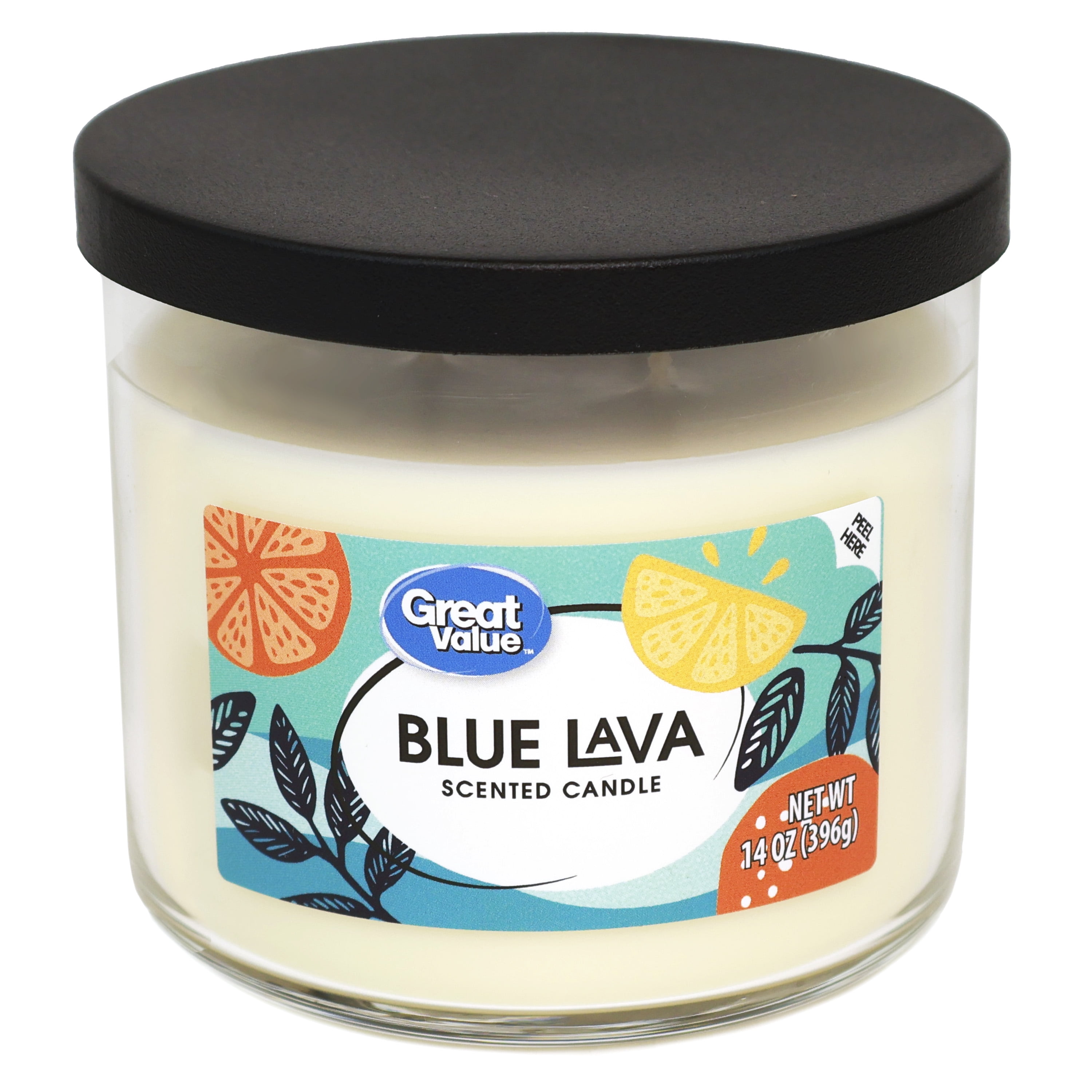 Great Value Scented Candle, 3-Wick Soy-Blend Wax, Blue Lava Fragrance (Blue, 14.5 oz) 0kfbo