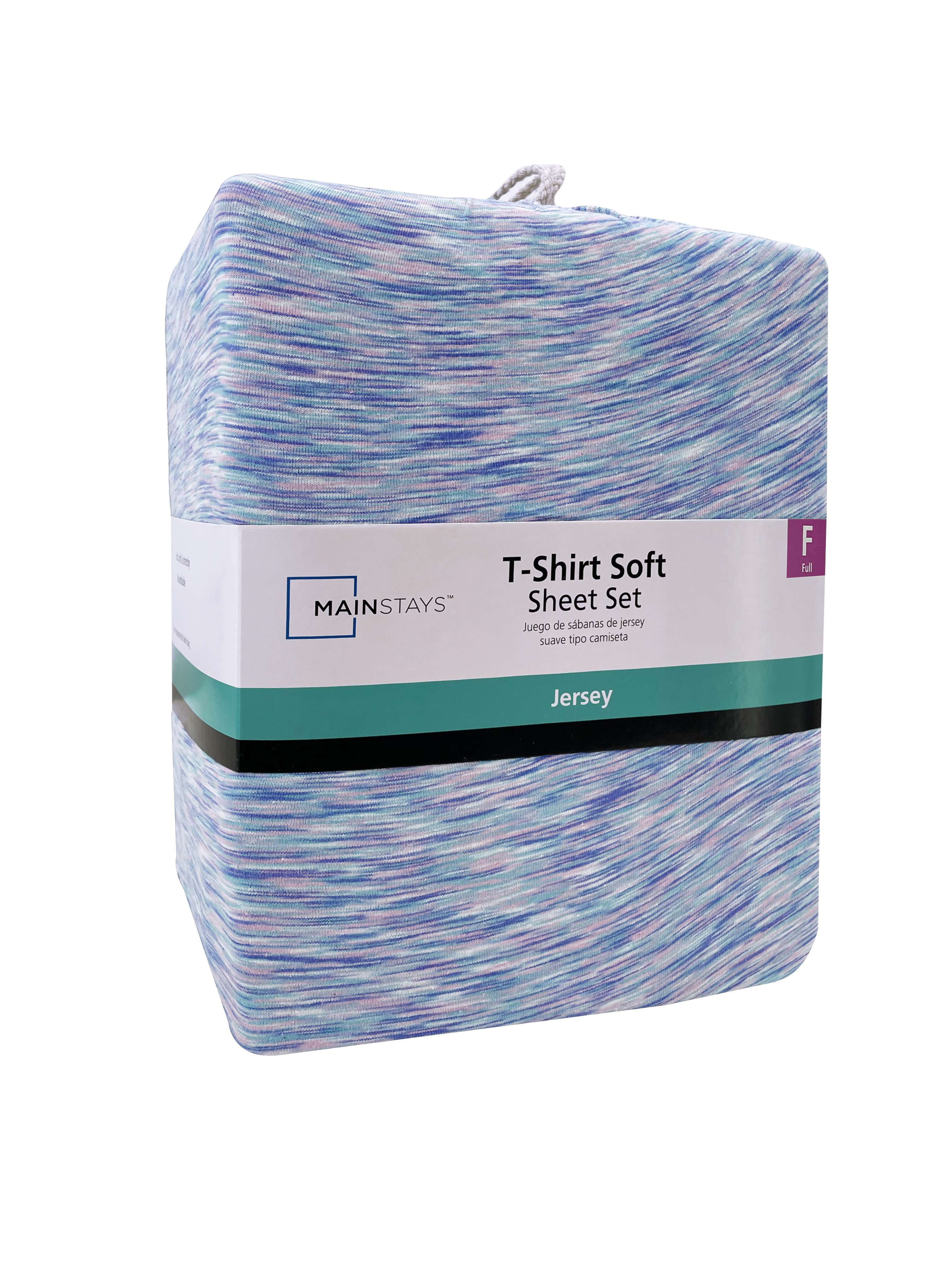 Mainstays Jersey Knit Bed Sheet Set (Full, Purple Crackle, 4-Piece) ubjgo