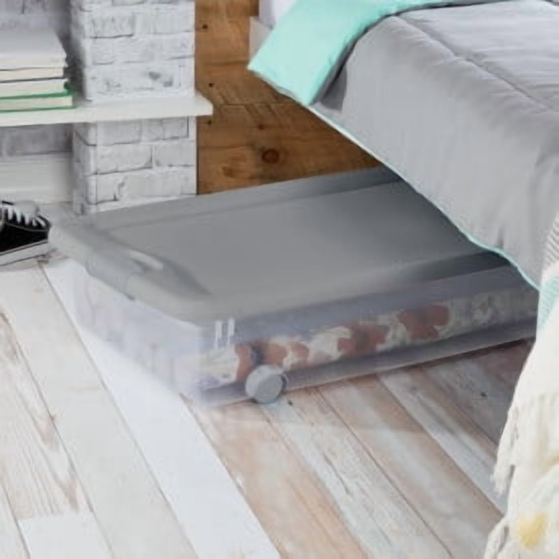 Sterilite 56 Qt Wheeled Under Bed Storage Container (Silver Tint, 12 Pack) 7okjw