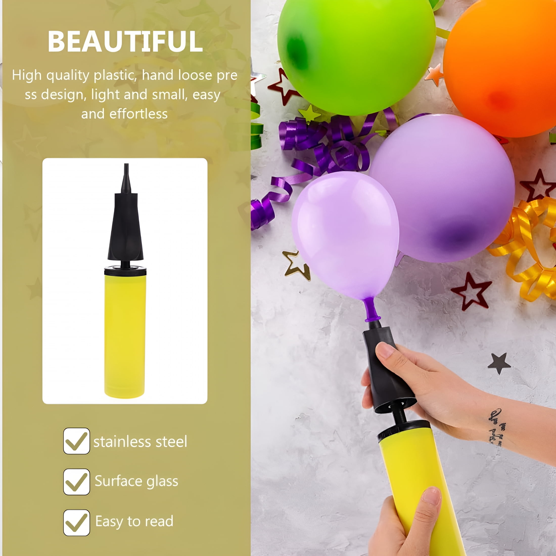 CURYMAY Handheld Balloon Air Pump Inflator for Party Decorations and Event Setup (Yellow, 11 in) eb7qe