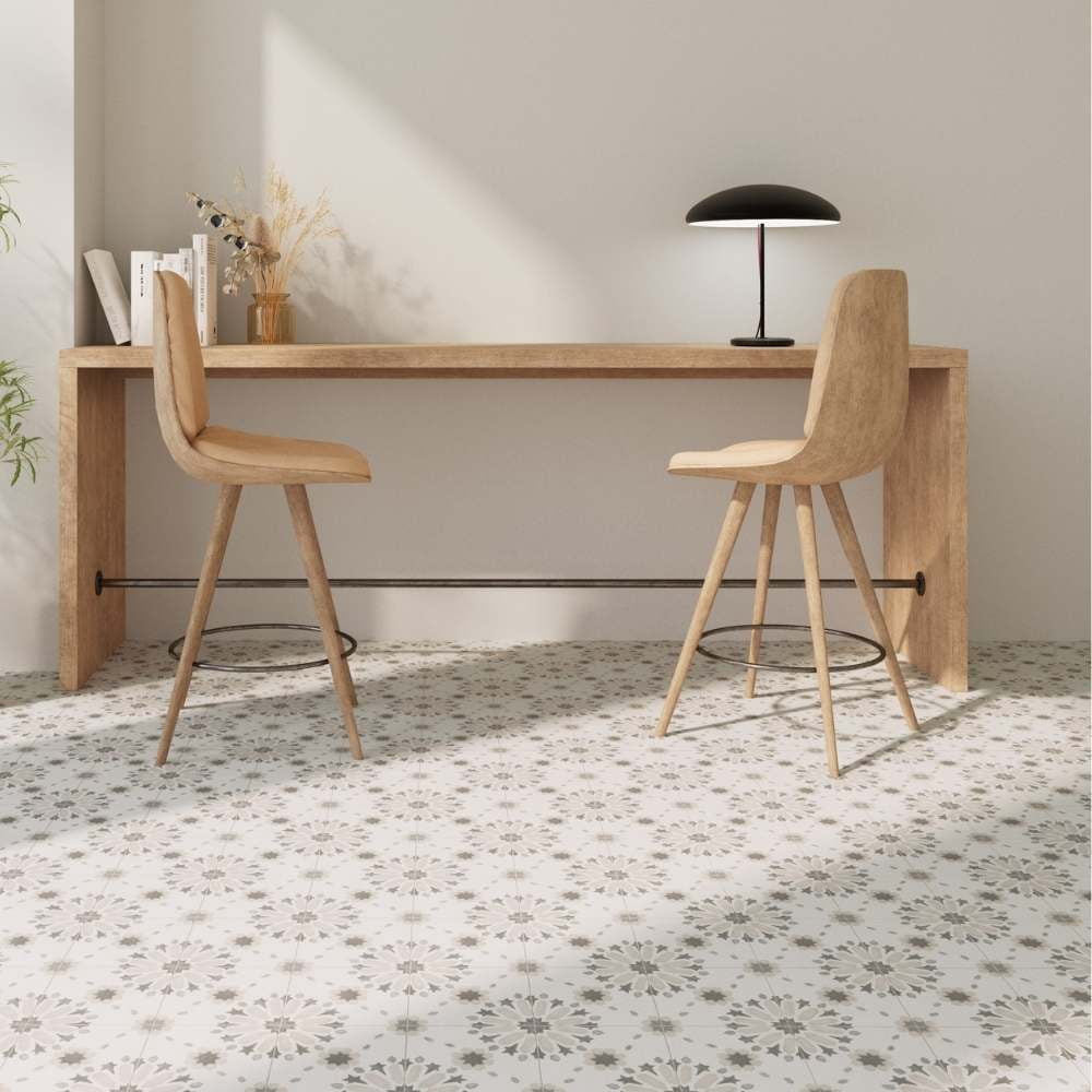 The Tile Life Dahlia Porcelain Floor and Wall Tile (Beige, 6 in x 6 in, 25 Pack) 0egbf