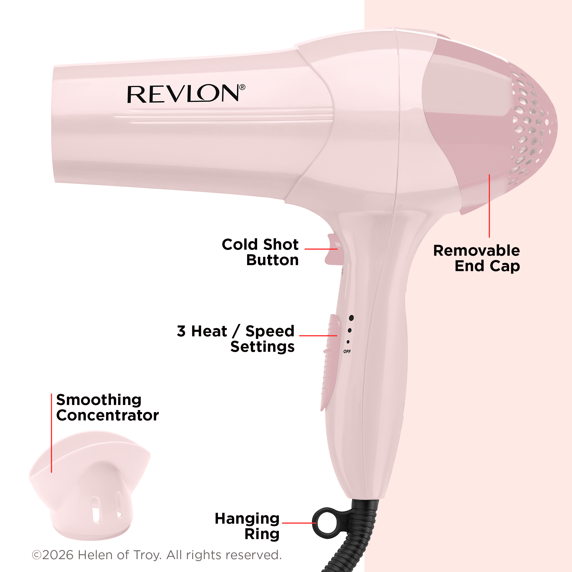 Revlon Essentials Frizz Control Ionic Hair Dryer (Light Pink, 1875 Watts) x2fqk