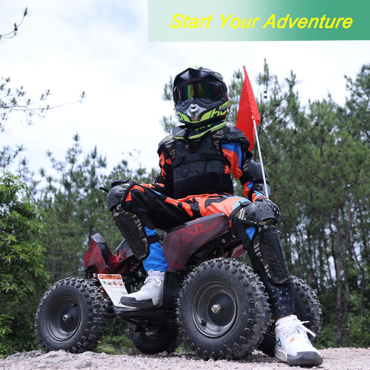 X-Pro Thunder 40cc Mini Gas ATV for Kids, 4-Stroke Engine with Pull Start and Disc Brakes (Red, 42 in Length) 0q4uo
