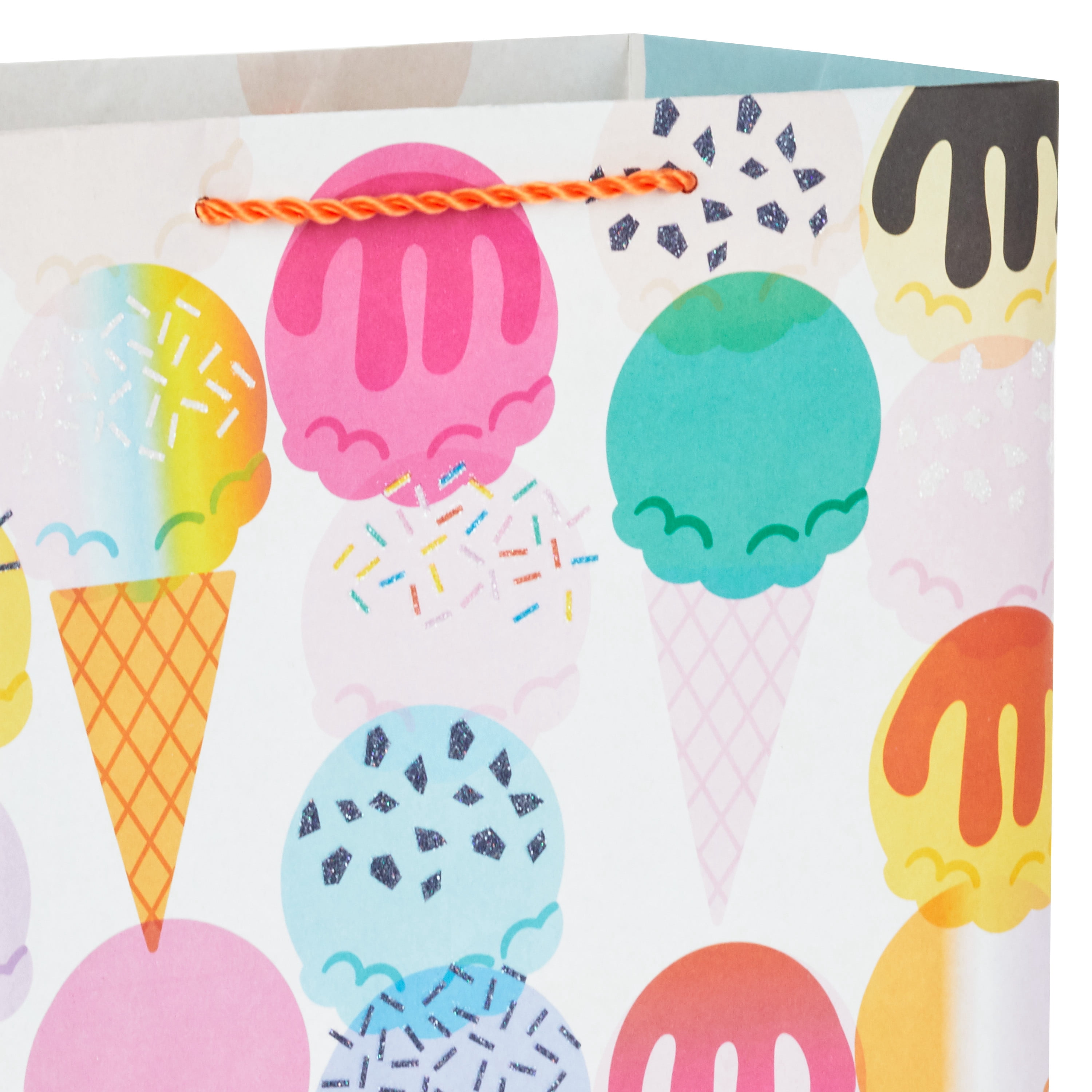 Hallmark Large Gift Bag Ice Cream Cones Pattern with Glitter Accents (10.4 in x 13 in x 5.7 in) g93pi