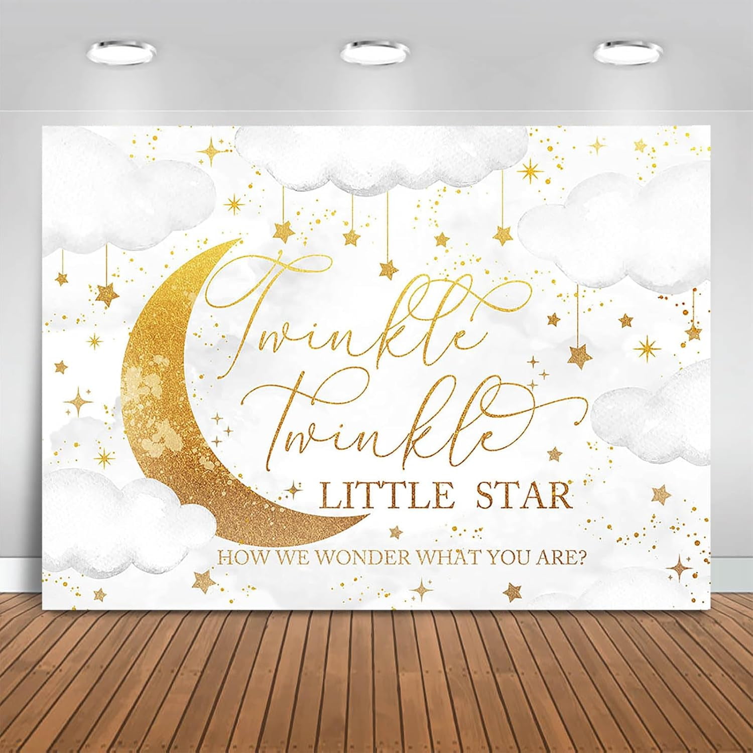 SUNESTOWEL Twinkle Twinkle Little Star Backdrop for Gender Reveal Party (White, 7 ft x 5 ft) oue45