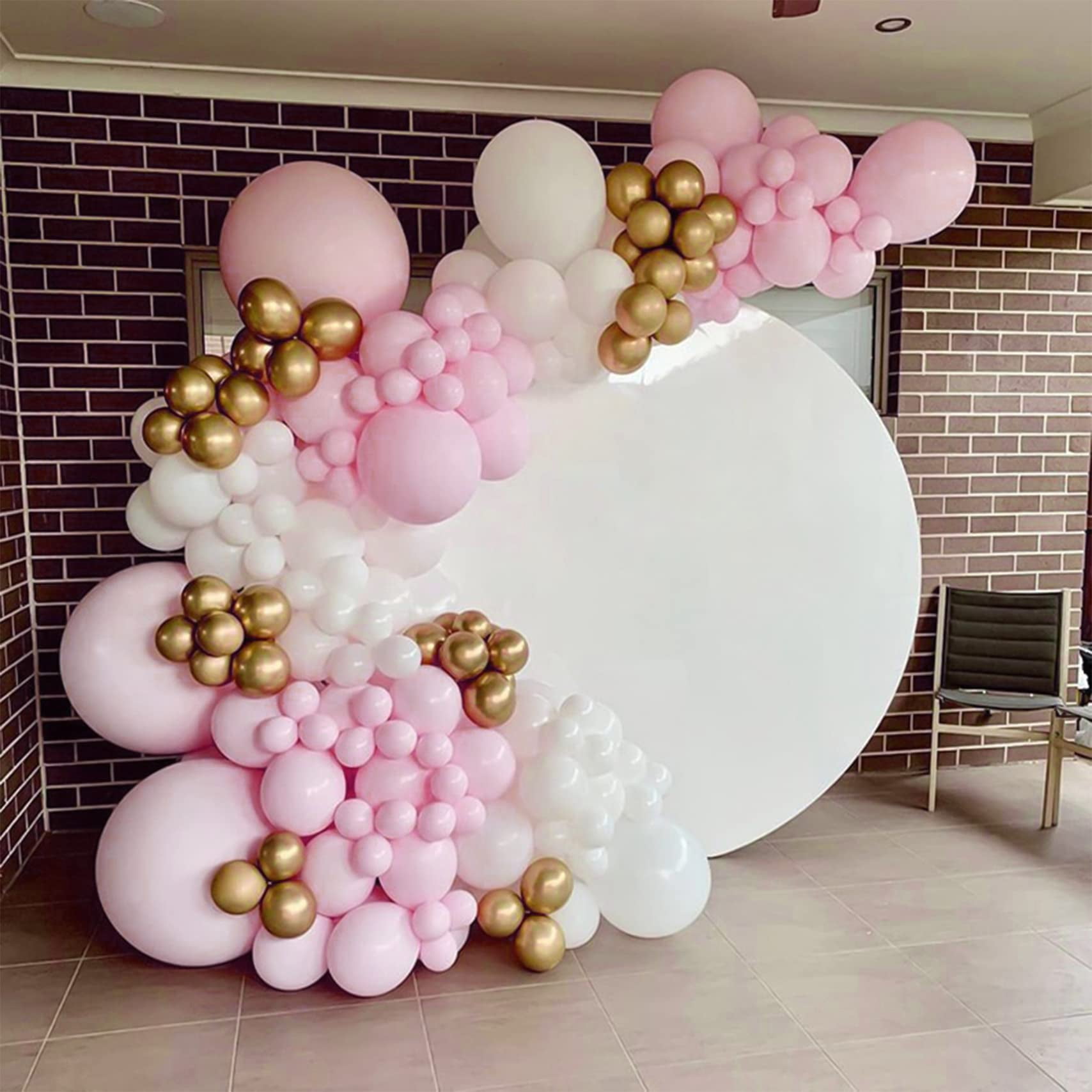 Beyondtrade 135pcs Latex Balloon Garland Arch Kit for Party Backdrop Decoration (Pink, White, Gold, 135-Piece Set) 5n1bo
