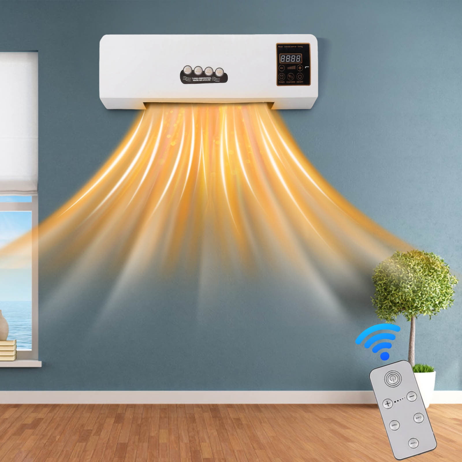 HOMBOTI Electric Wall Heater, Space-Saving Indoor Heating Unit with Remote Control and Towel Drying Rack (White, 1 Unit) 05rdp
