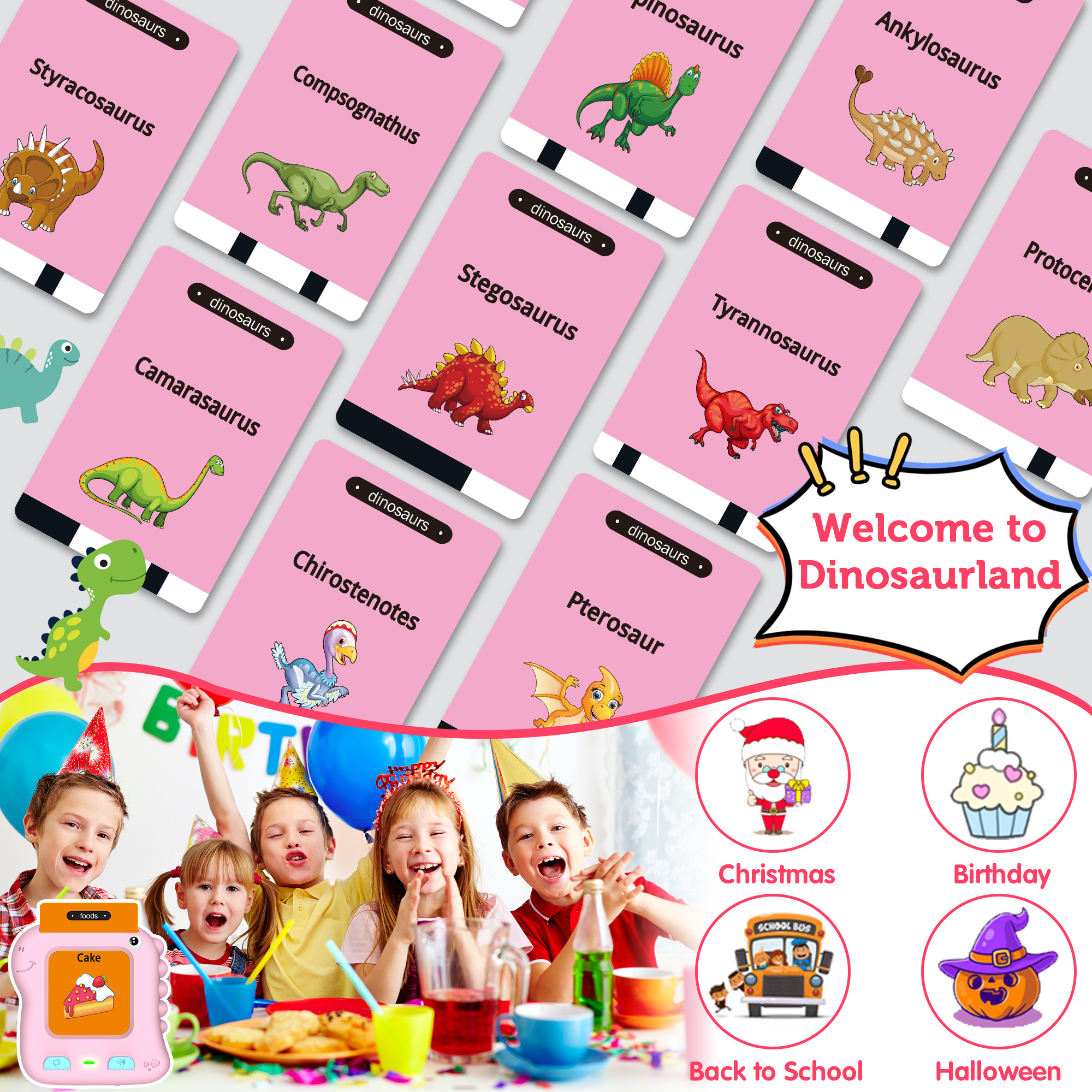 Richgv Talking Flash Cards Educational Learning Toy for Toddlers (Pink, 7x4x2 in) kxx4d