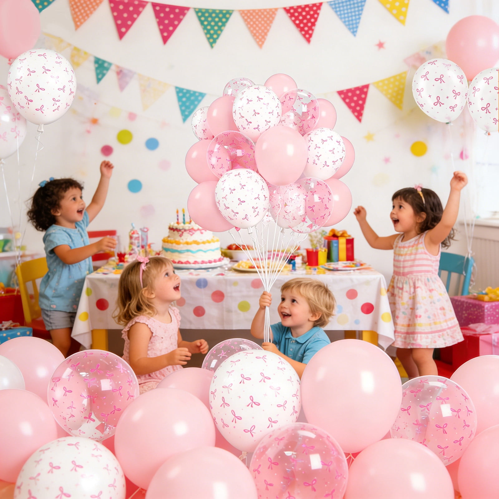 SMF Pink Bow Balloons Party Decoration Set (Pastel Pink, 35-Piece Pack) k7gzk
