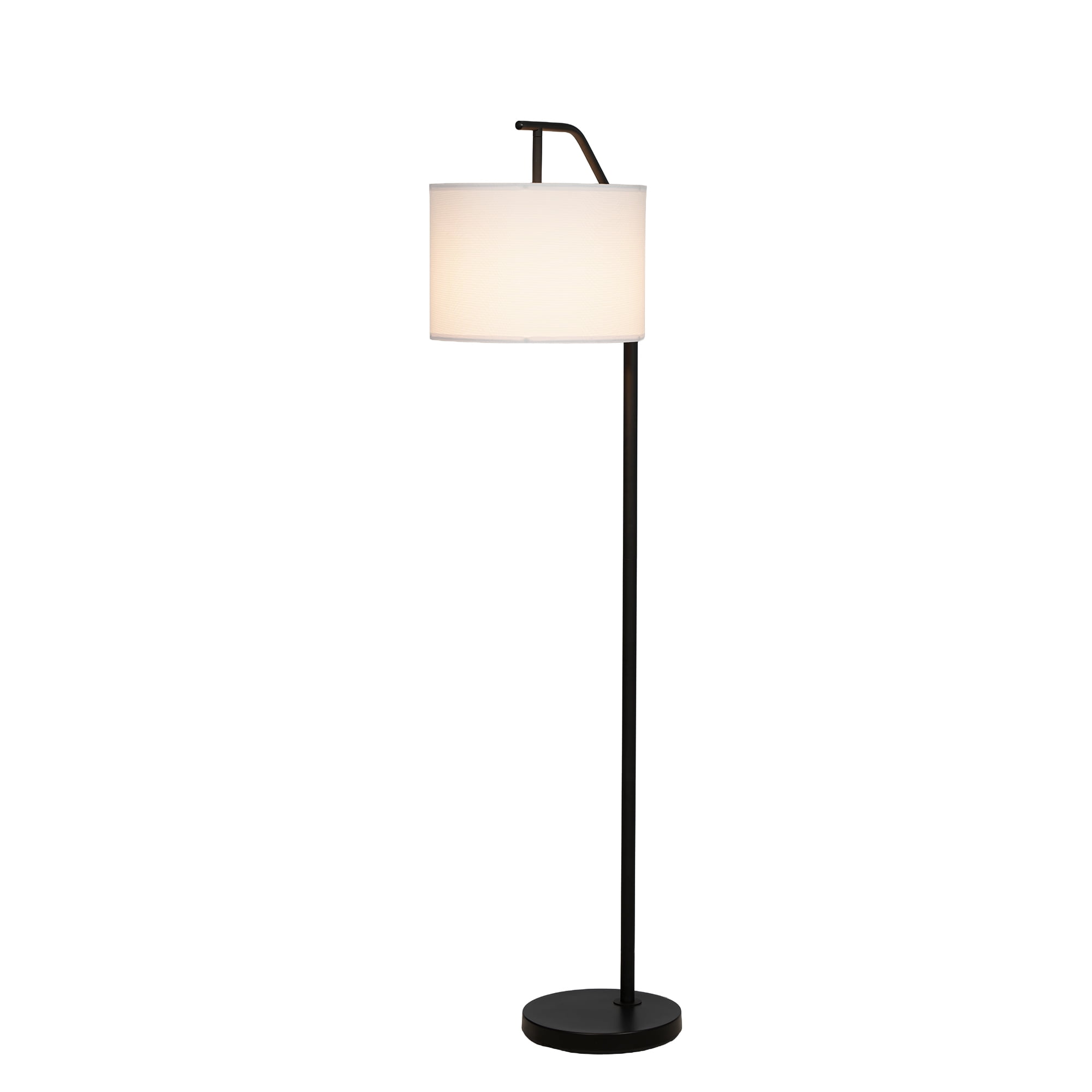 Mainstays 62 in Metal Angled Downbridge Floor Lamp with Linen Shade (Black, 62 in) y353p