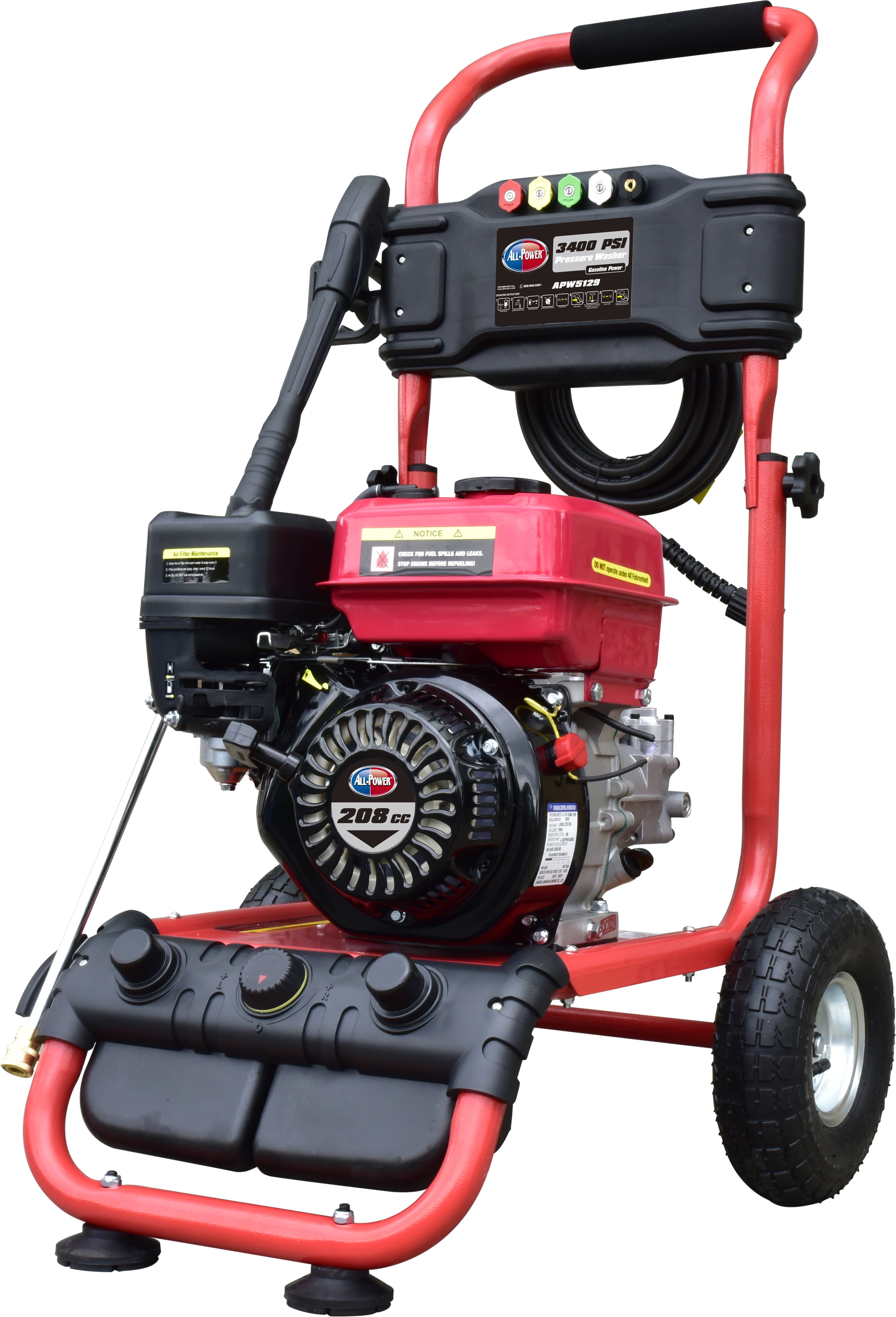 All-Power Gas Pressure Washer, 3400 PSI 2.6 GPM Heavy-Duty Outdoor Cleaner with 30 ft Hose (Black, 208cc Engine) pasv2