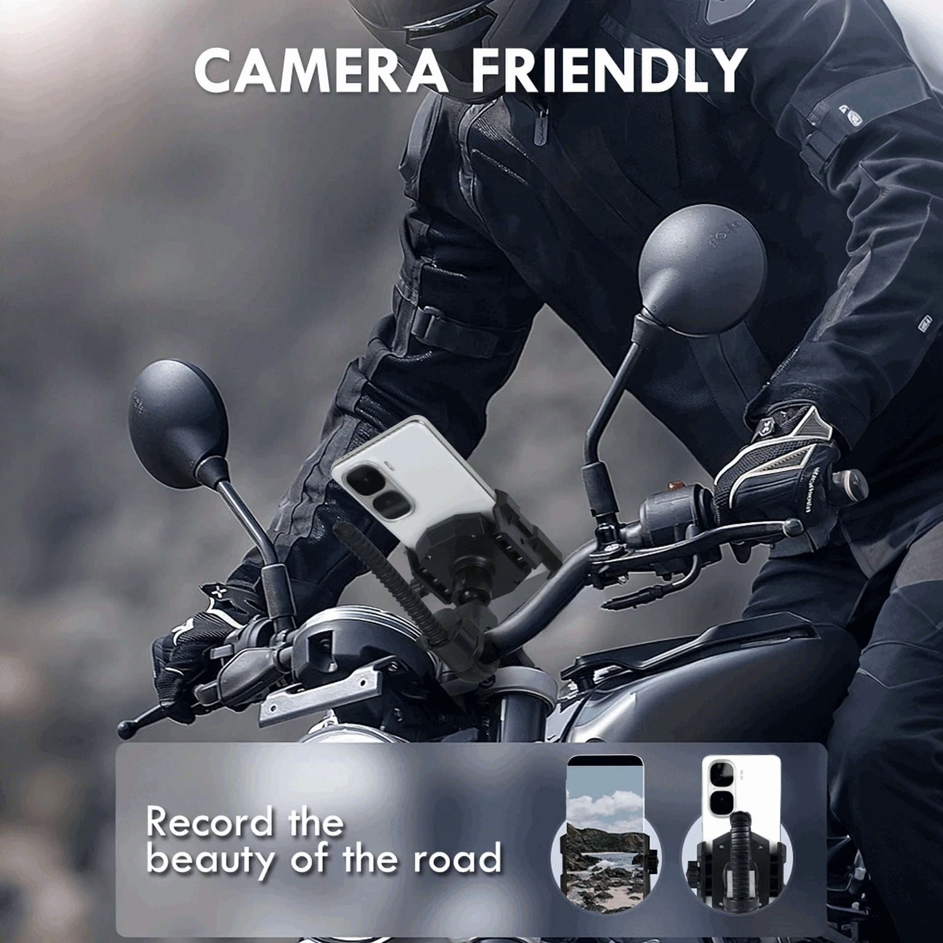 Rhea Universal Motorcycle Bike Cell Phone Holder Anti-Shake Handlebar Mount (Black, 1 Pack) q6t7j
