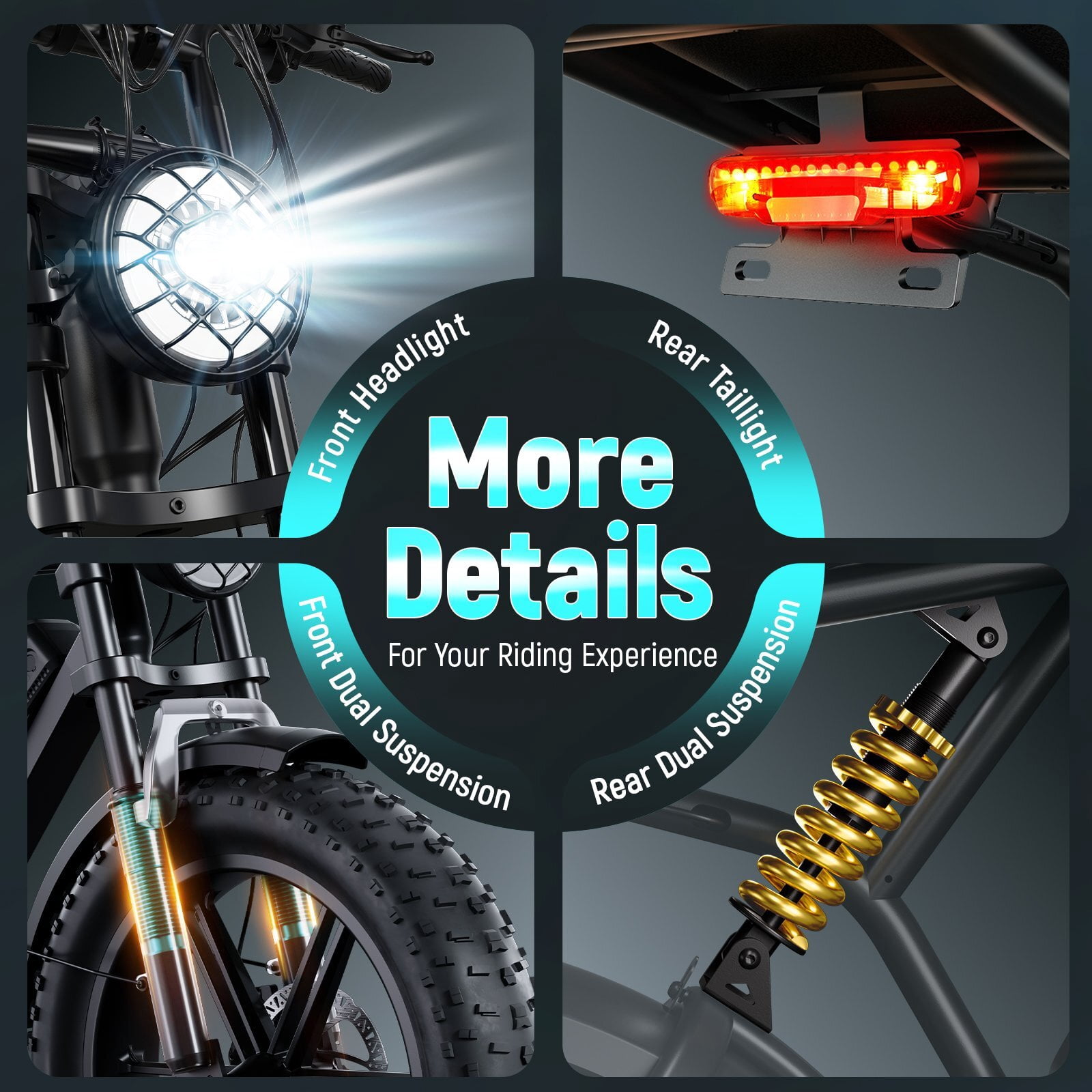 TST Electric Mountain Bike, 750W Motor, Full Suspension E-Bike, 20 in x 4 in Fat Tires, 20 Mph Speed (Black, 48V 15Ah) 8bv6i