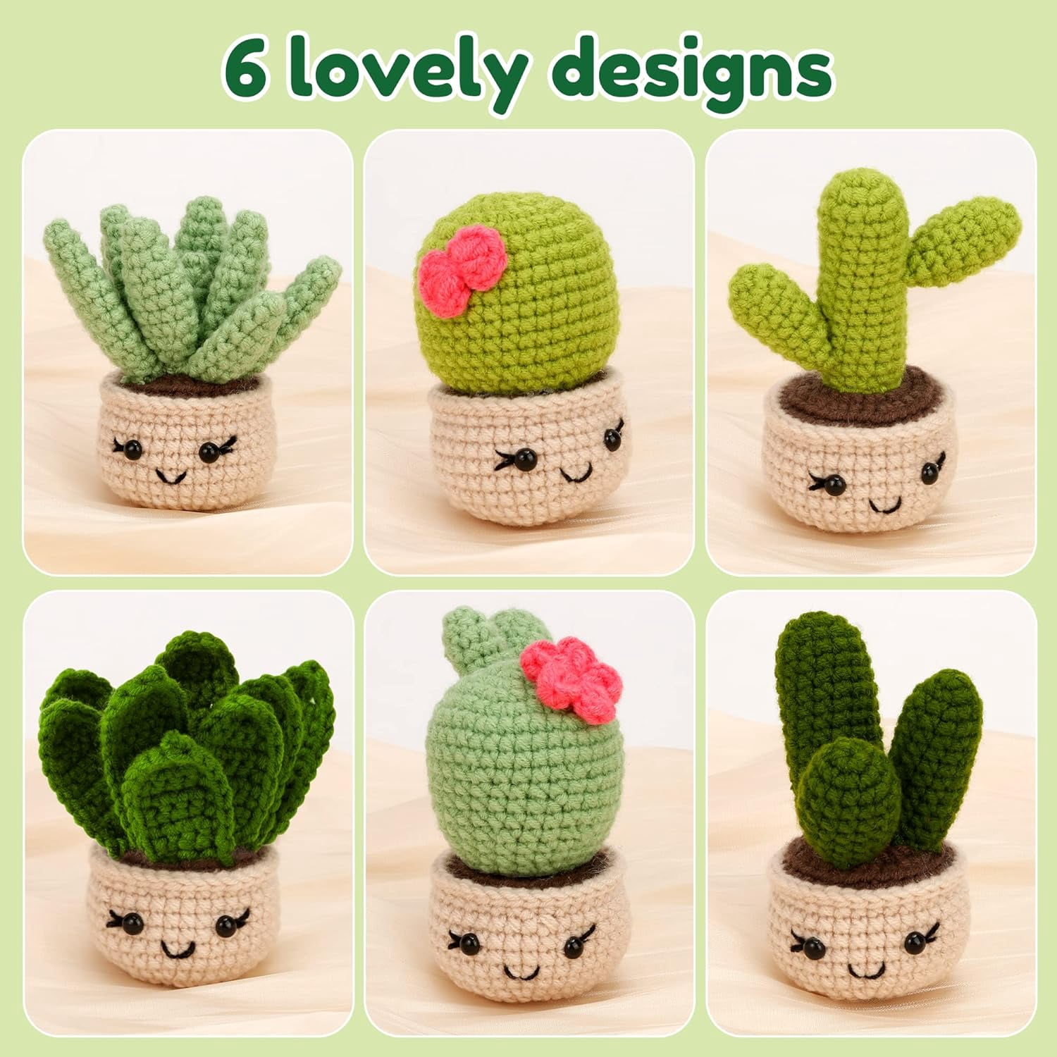 Xinyi Crochet Kit for Beginners Adults (6 Pcs Succulent Plants, DIY Craft Activity Set) 9zqa7