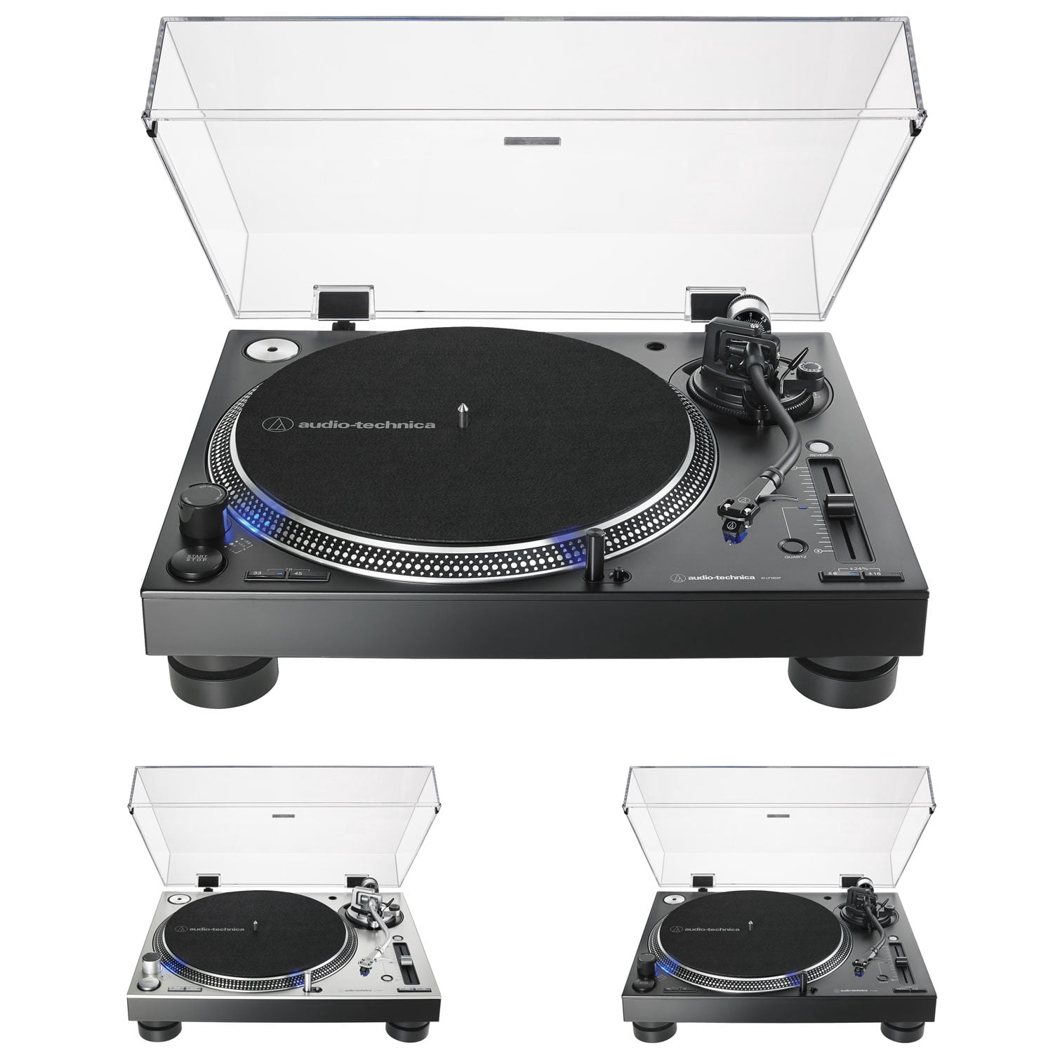 Audio-Technica AT-LP140XP Direct-Drive Professional DJ Turntable Bundle with 12 in Silicone Platter Mat (Black) n8dw7