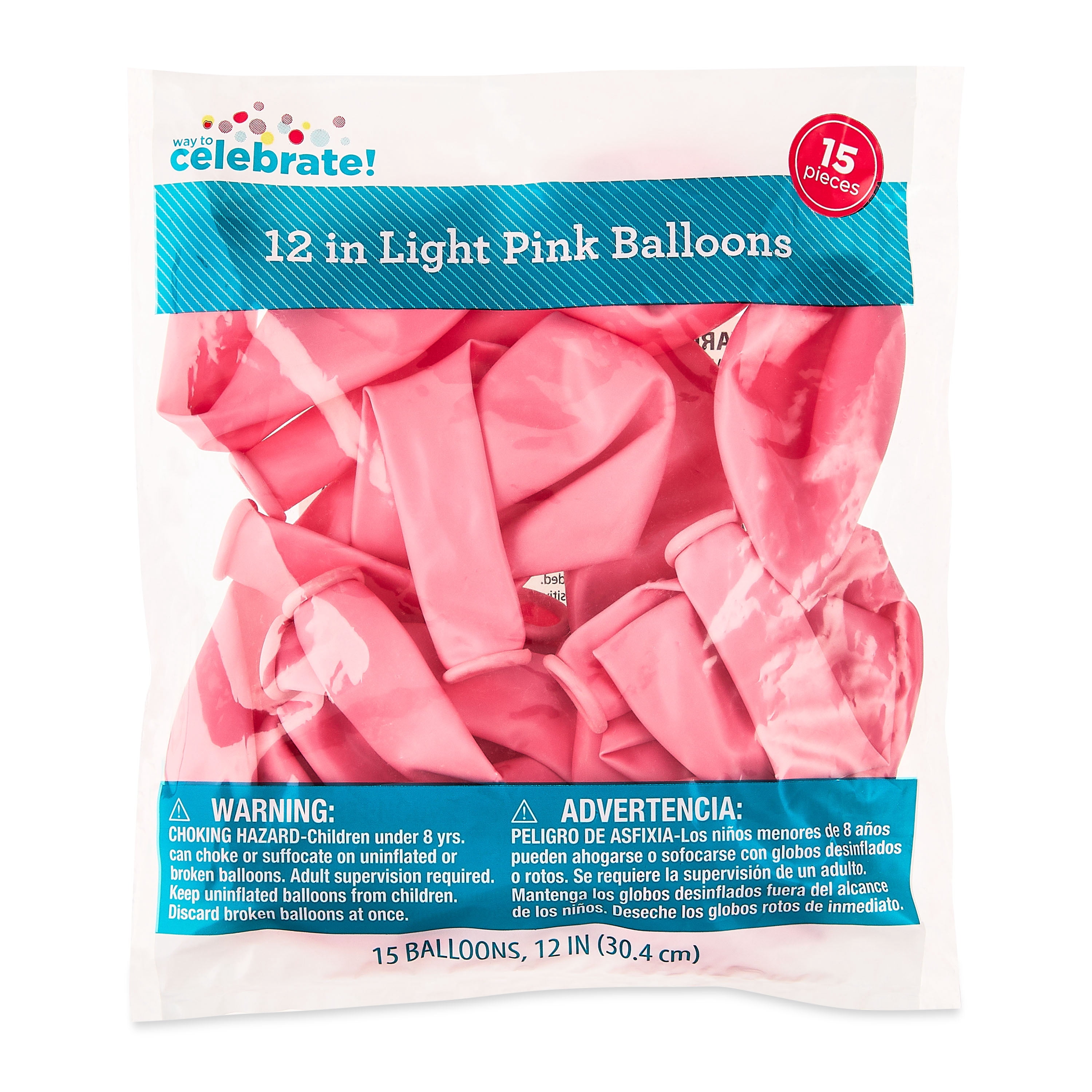 Way To Celebrate Latex Party Balloons (Light Pink, 15 Pieces, 12 in) 79vir