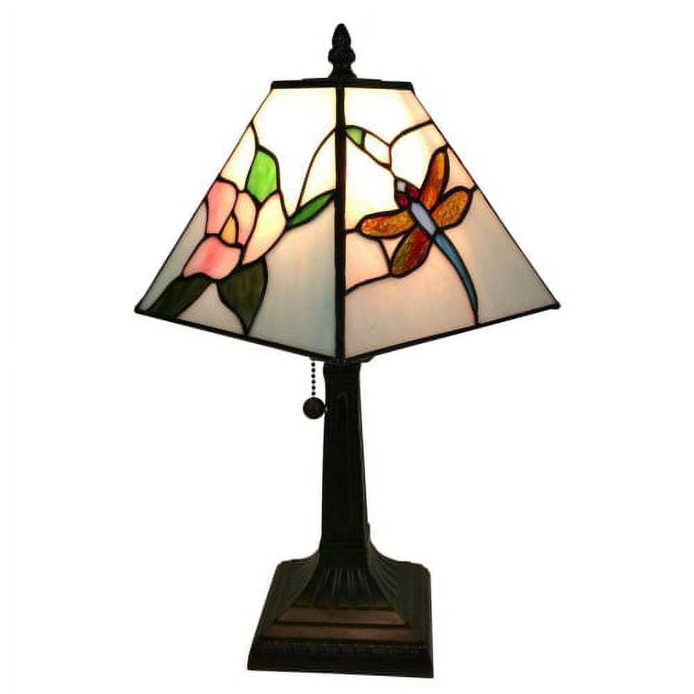 Amora Lighting Tiffany Style Dragonfly Mini Table Lamp (Multicolor, 15 in) yk4zj