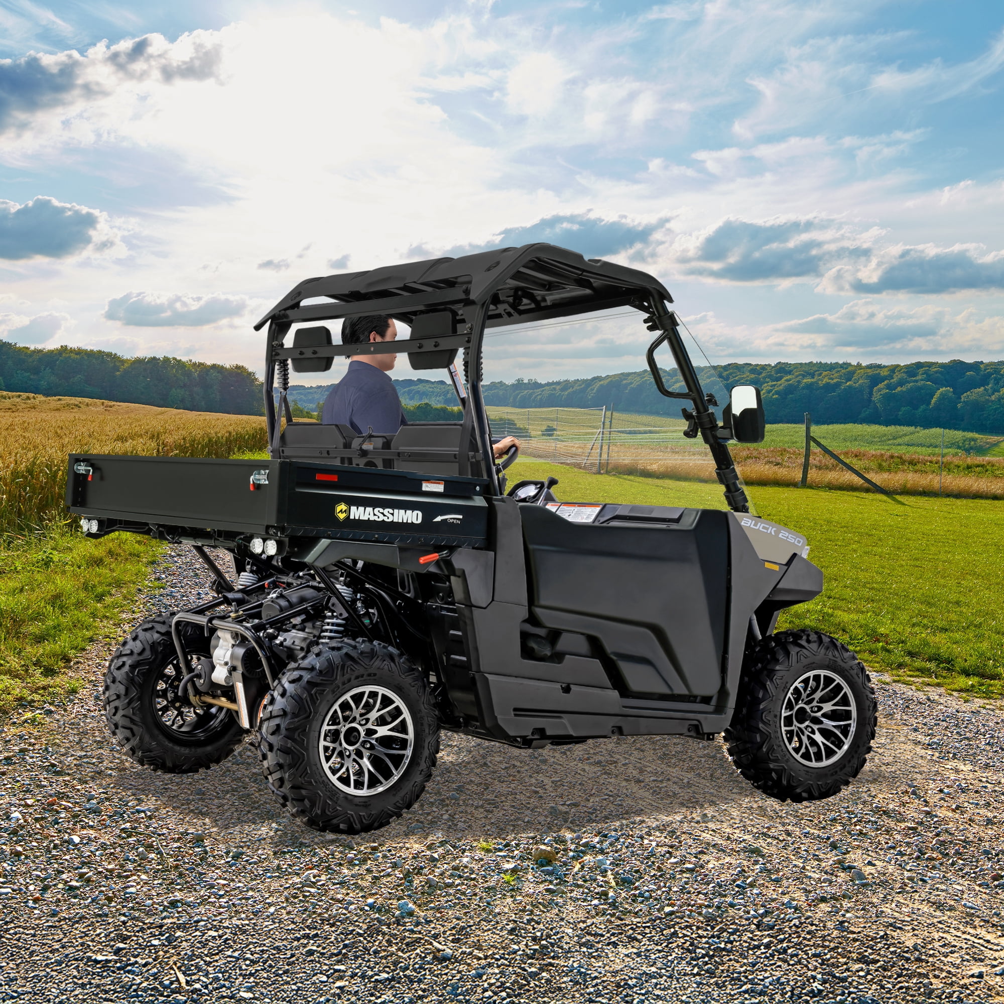Massimo Buck 250 Side by Side UTV with Dumping Cargo Bed (Quicksand, 177cc) 5tcc7 - Image 7