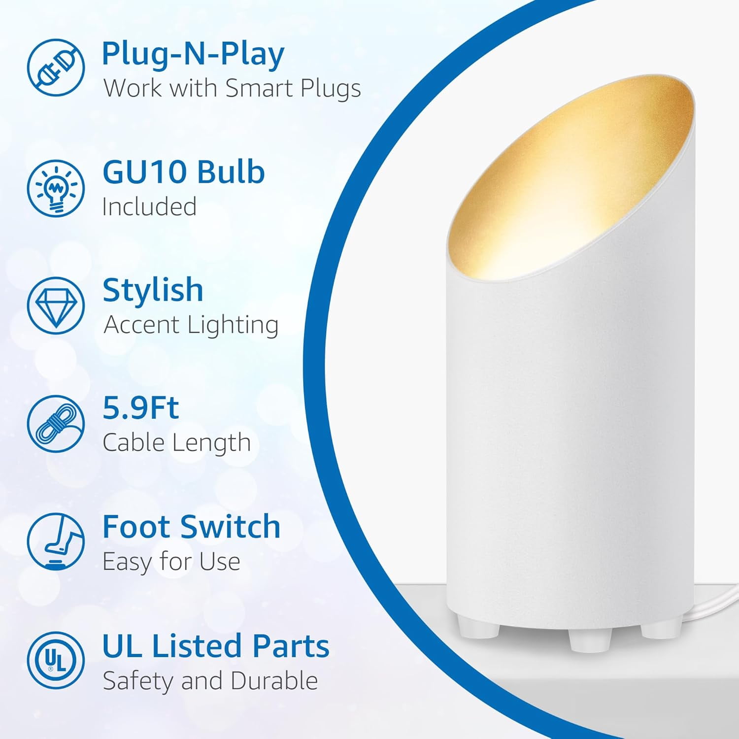 SUNVIE Indoor LED Uplight Floor Lamp with GU10 Bulbs (White, 2 Pack, 8 in Height) rx0mq