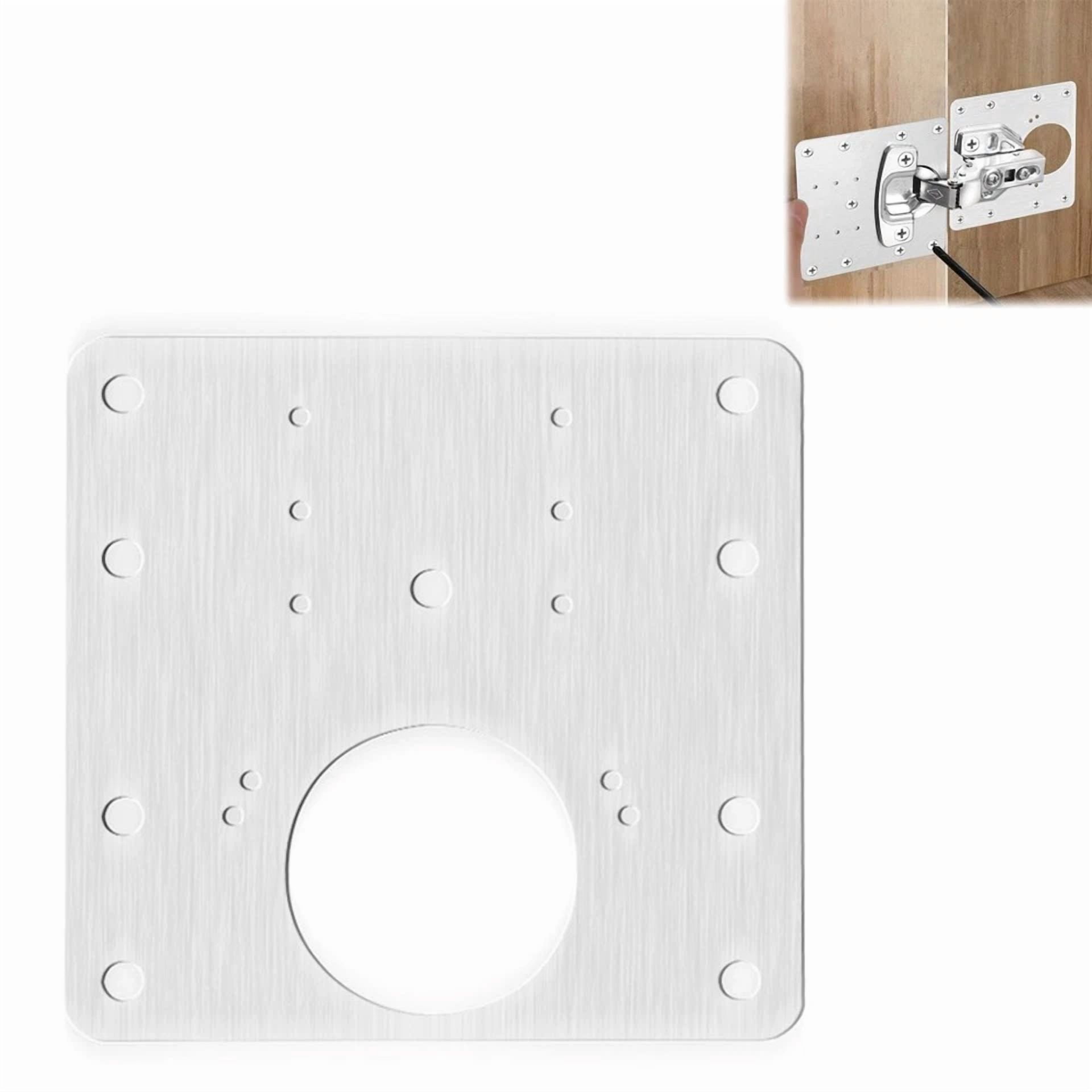 VAULT Cabinet Hinge Repair Plate Kit, Heavy-Duty Stainless Steel Furniture Fix (4 in x 4 in) xkjc7