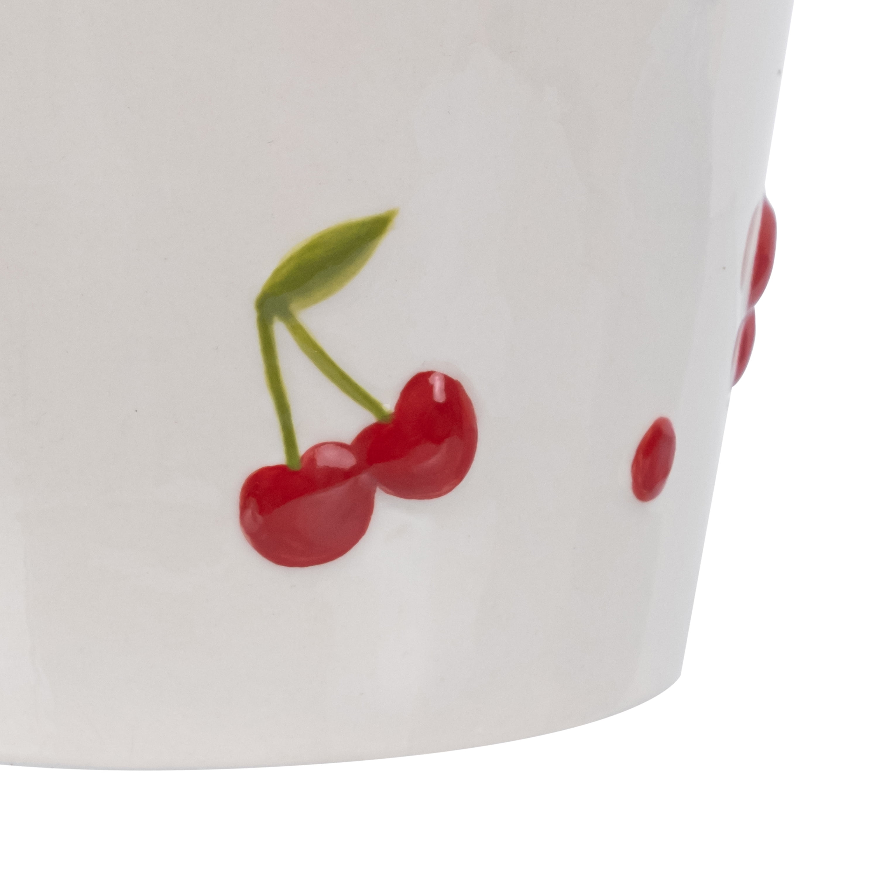 Mainstays Ceramic Cherry Planter Decorative Indoor Flower Pot (Cream and Red, 6.25 in x 6 in) kfrnd
