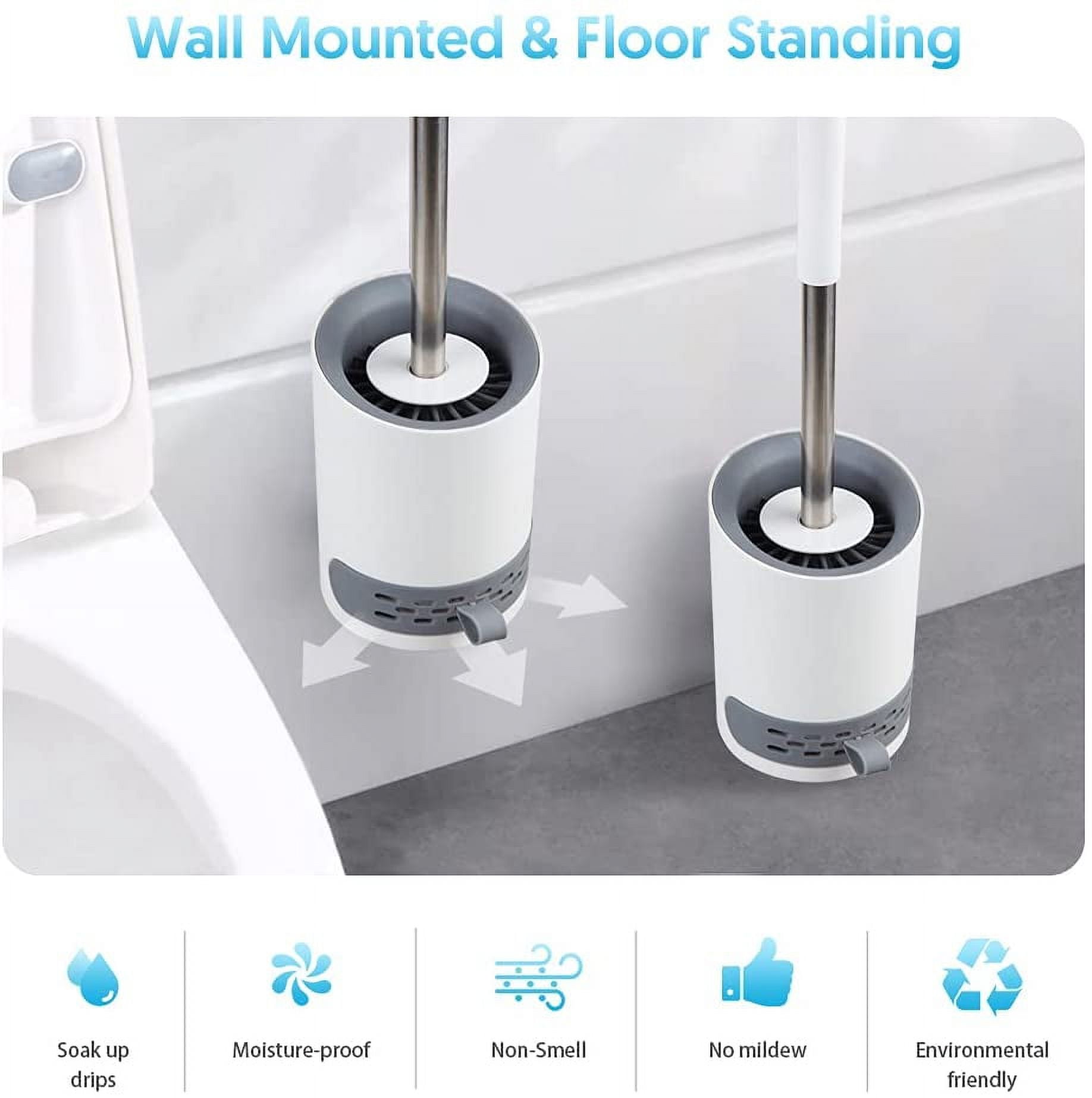 Sugarday Toilet Bowl Brush and Caddy Holder Set with Tweezers (White) cgnqk