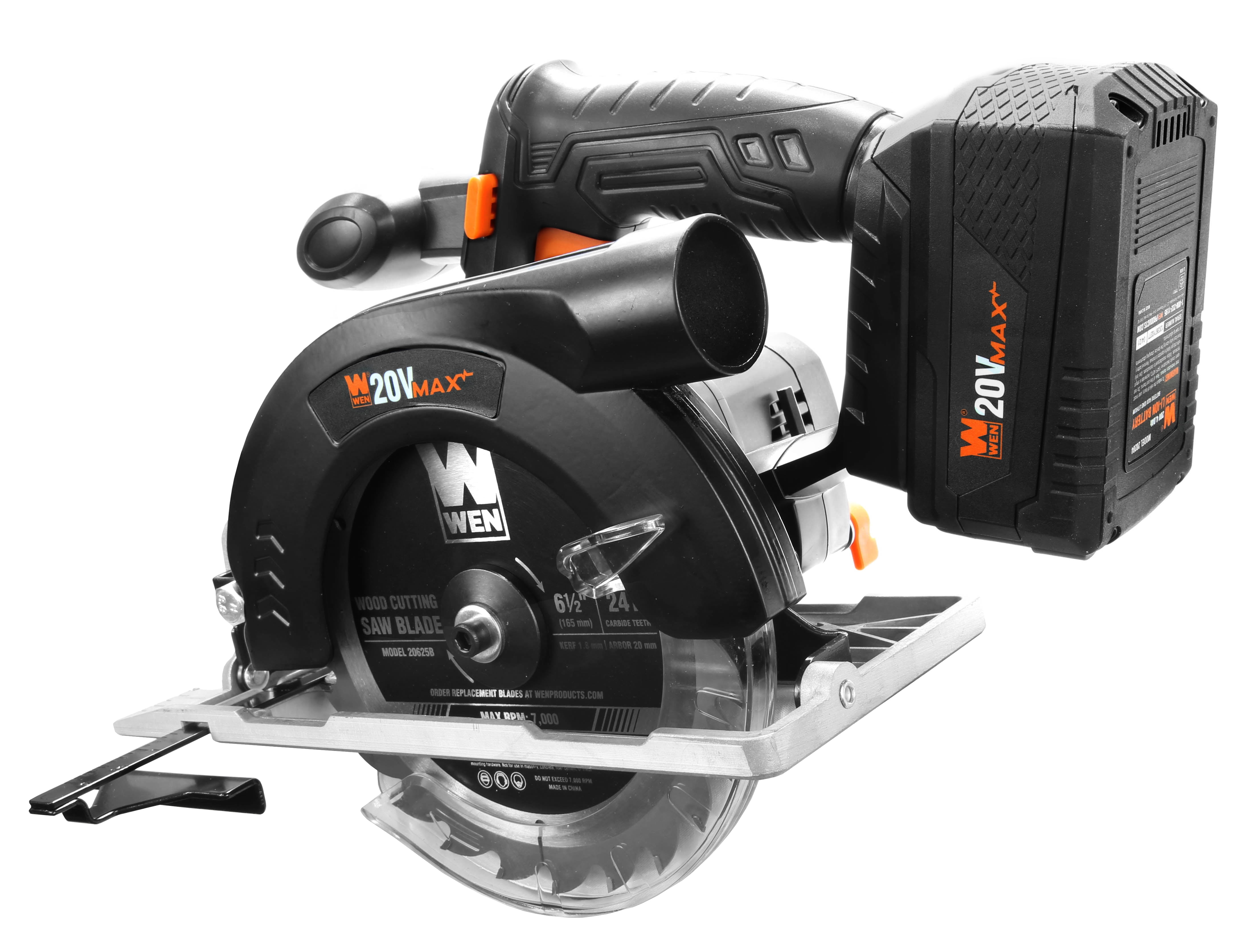WEN 20V Max 6.5-Inch Cordless Circular Saw Kit with 4.0 Ah Lithium-Ion Battery and Charger (Black, 6.5 in) zjygh