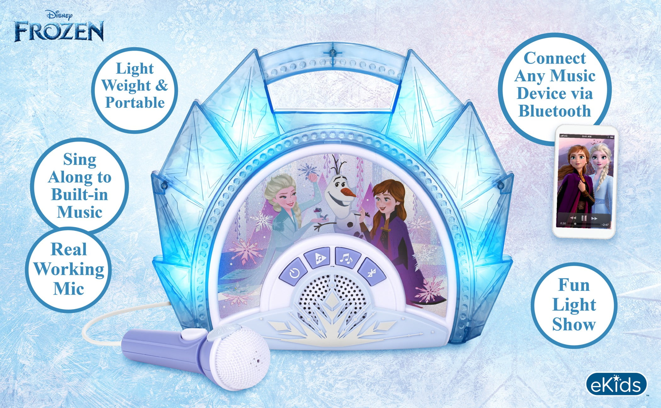 Disney Frozen Bluetooth Sing Along Boombox (Blue, 1 Unit) xxux8