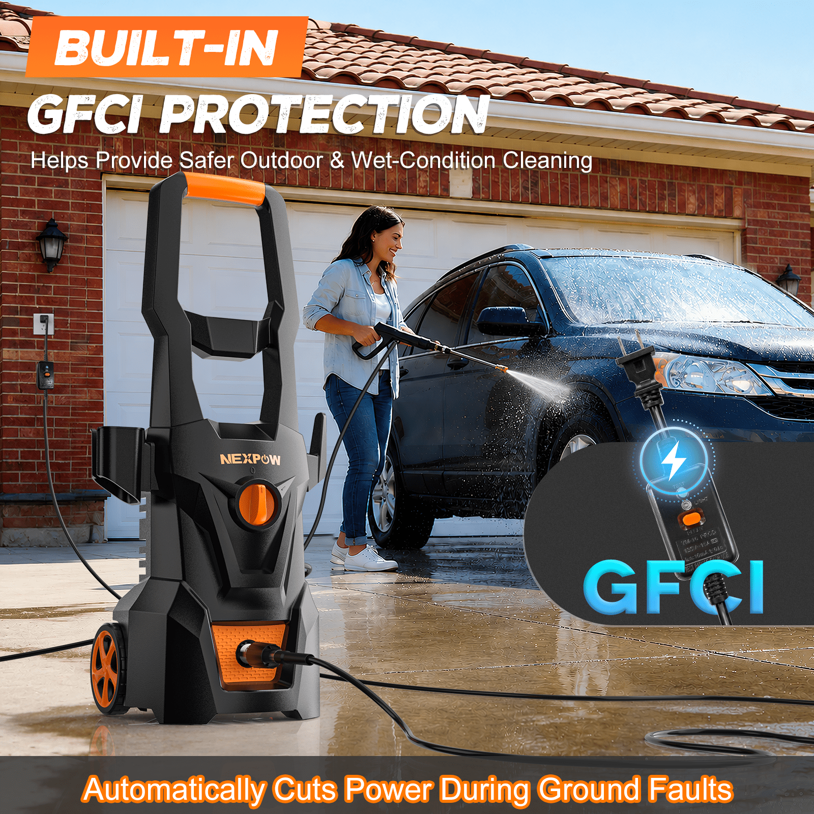 NEXPOW Electric Pressure Washer, 4000 PSI 2.6 GPM Power Washer with Foam Cannon and 4 Quick-Connect Nozzles (30 ft Hose) wyows