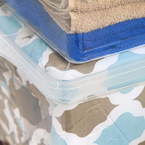 IRIS USA Plastic Storage Bin Tote Organizing Container with Latching Lid (Clear, 6 qt, 12 Pack) 5exk1