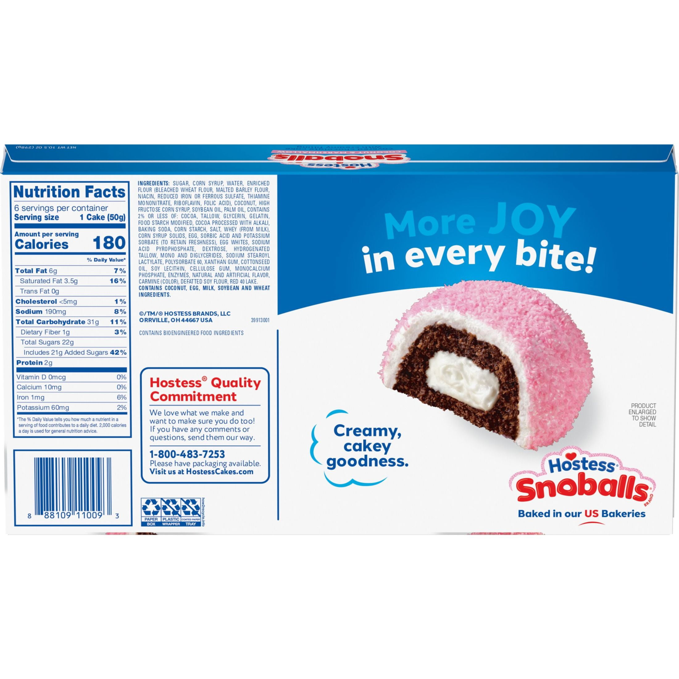Hostess SnoBalls Chocolate Snack Cakes with Marshmallow and Coconut (Pink, 10.5 oz, 6 Count) whppy