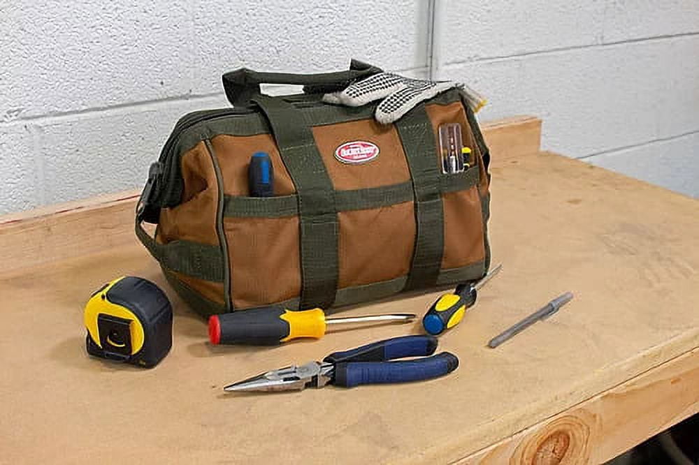 Bucket Boss Gatemouth Tool Bag Combo (Green and Brown, 12 in and 16 in 2-Piece Set) 255z7