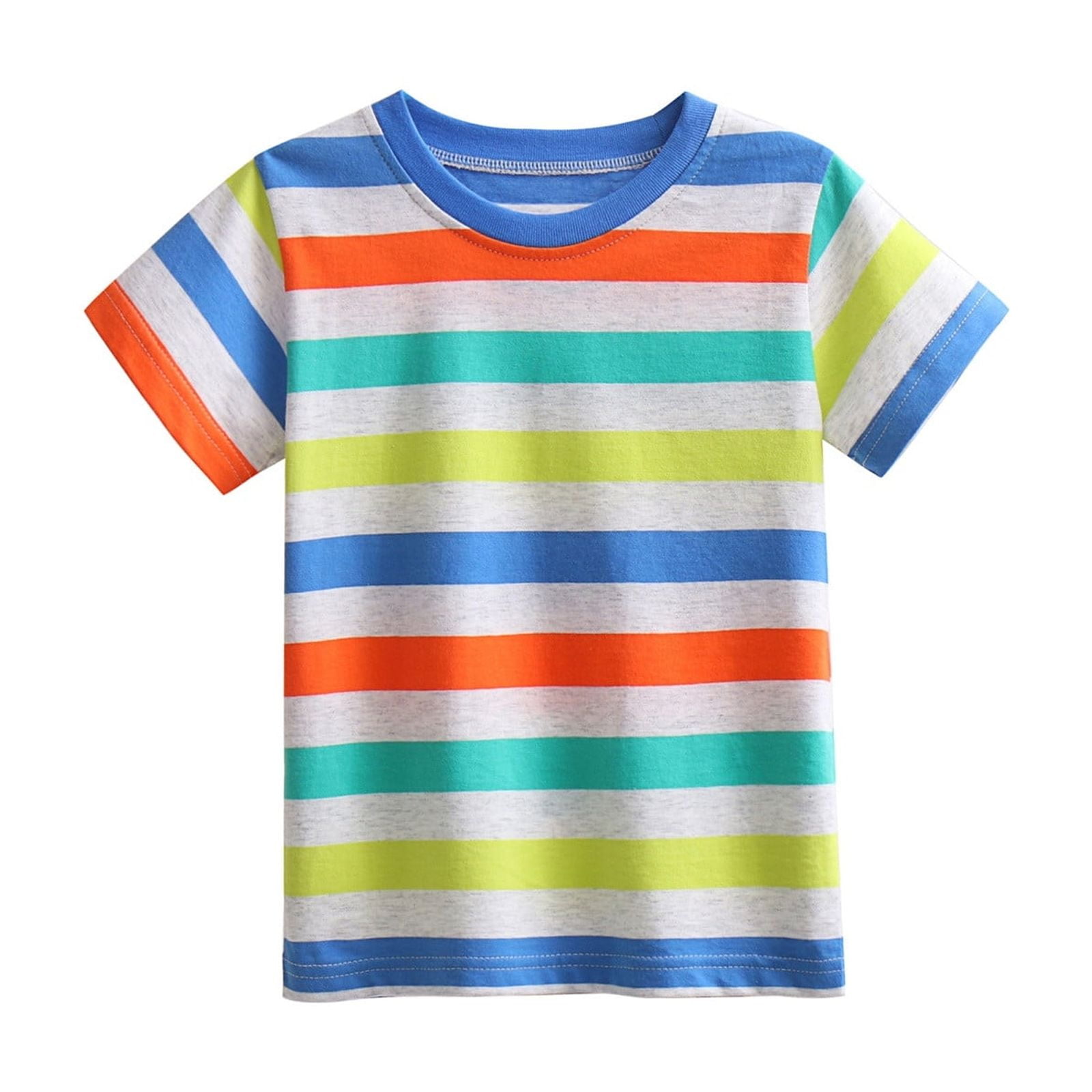 Adeawade Toddler Boys Striped Short Sleeve T-Shirt Crew Neck Casual Summer Top (Multicolor, 3-4 Years) 0pdub
