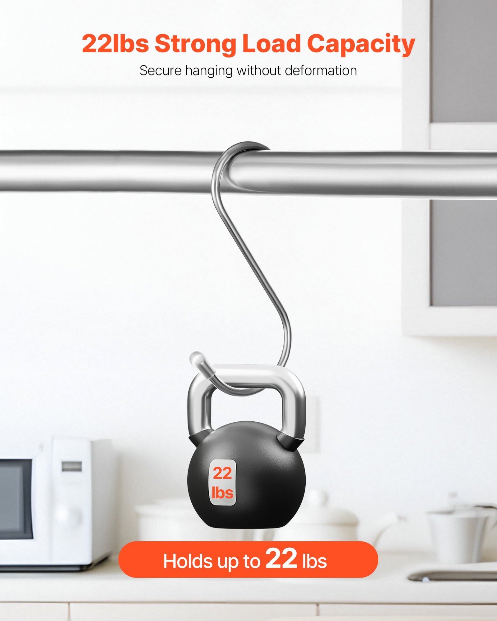 VEVOR S Hooks Heavy Duty Stainless Steel Hanging Hangers for Kitchen and Closet (Silver, 40 Pack, 3.4 in) yc0zg